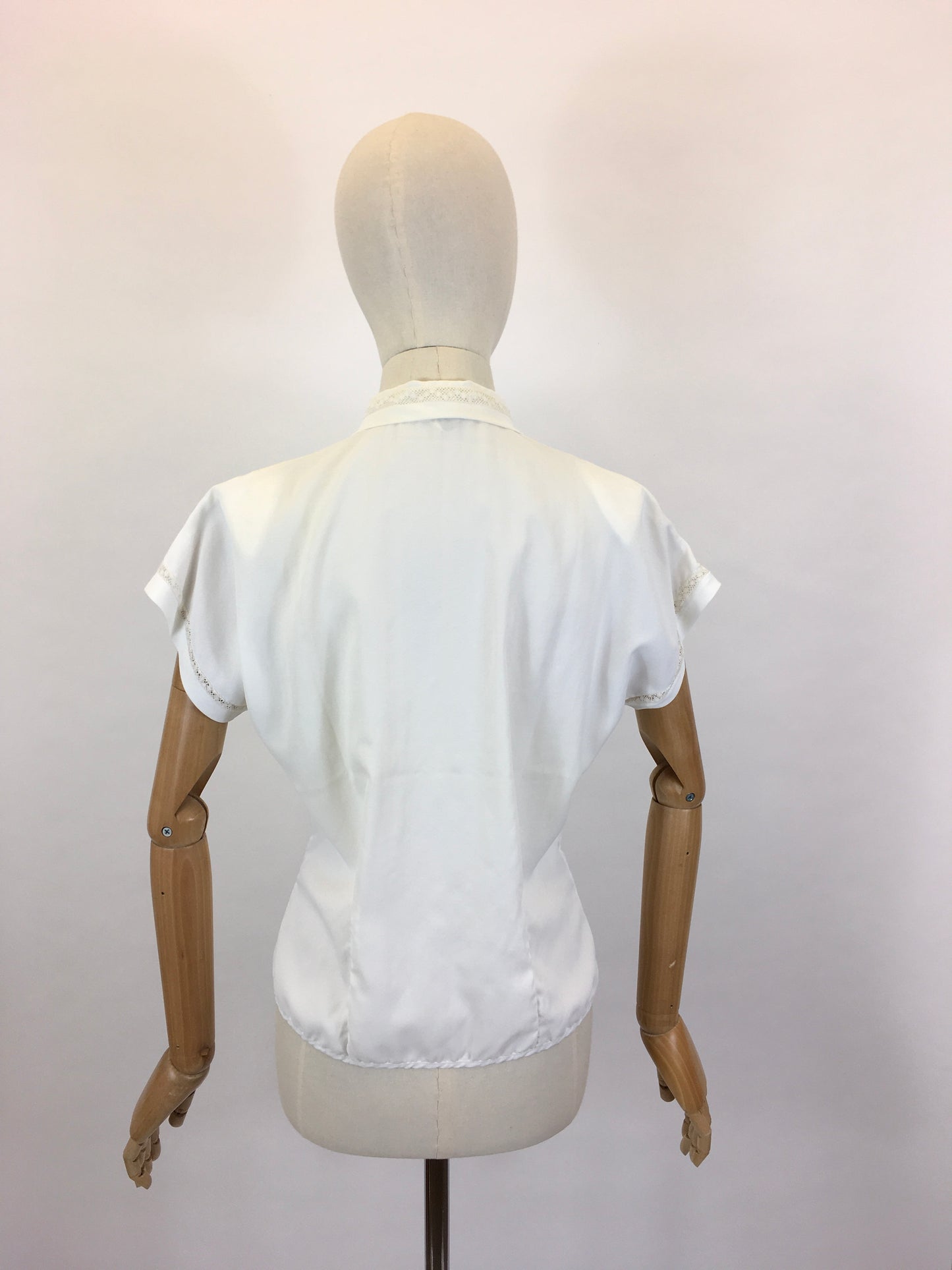 Original 1950’s ‘ Weber’ Blouse in Crisp White - Featuring Lace and Pintuck Detailing to the Bodice