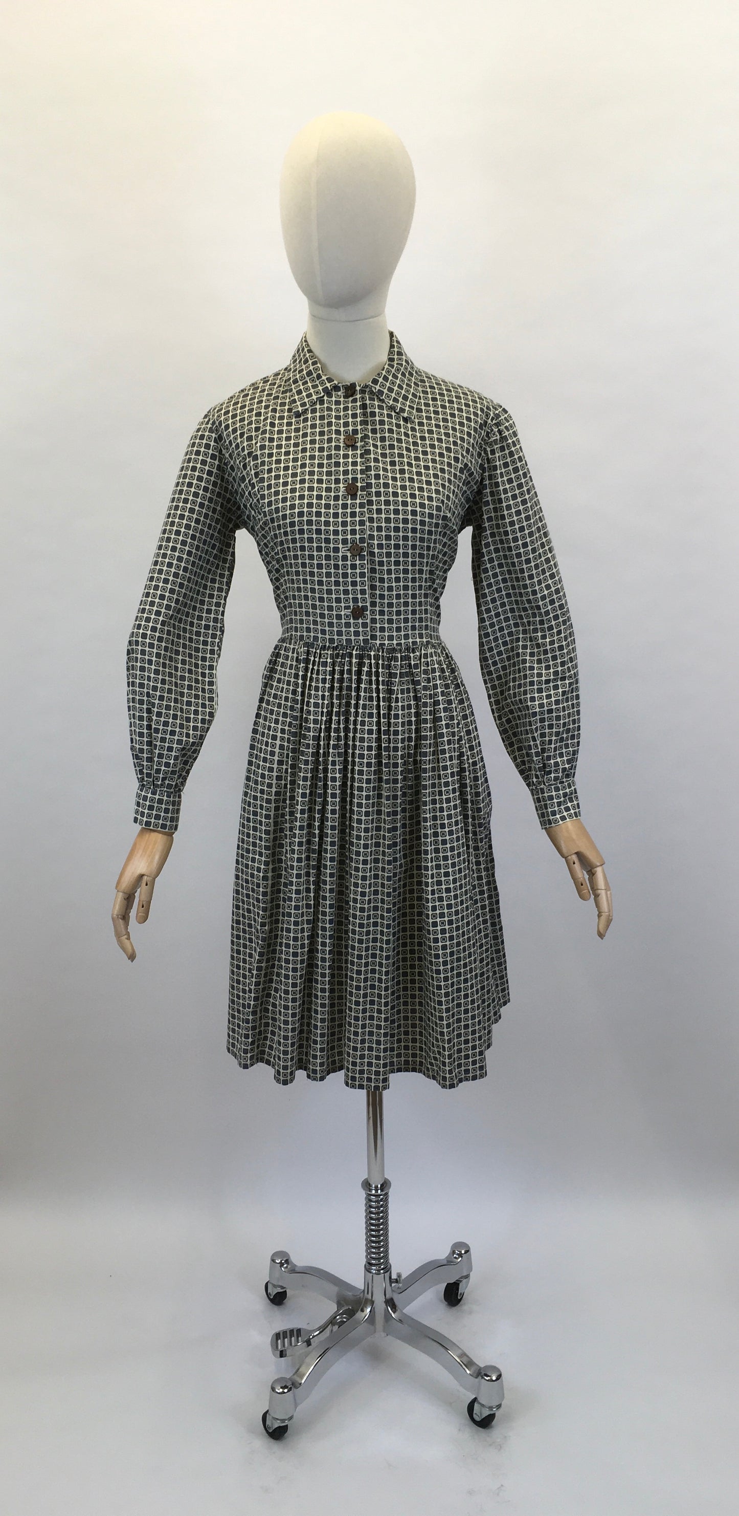 Original 1950’s Fabulous ShirtWaister Dress - In A Geometric Print Cotton