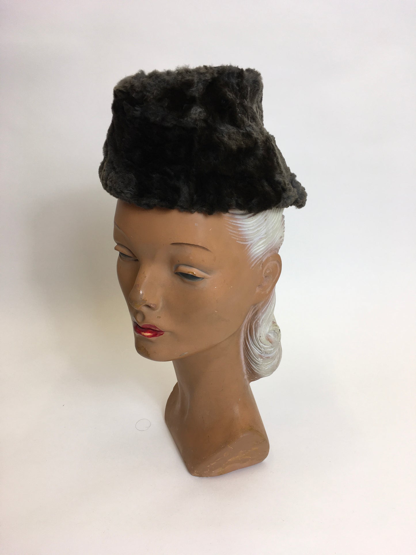 Original 1940’s Moleskin & Felt Topper - In A Fabulous Asymmetrical Shape
