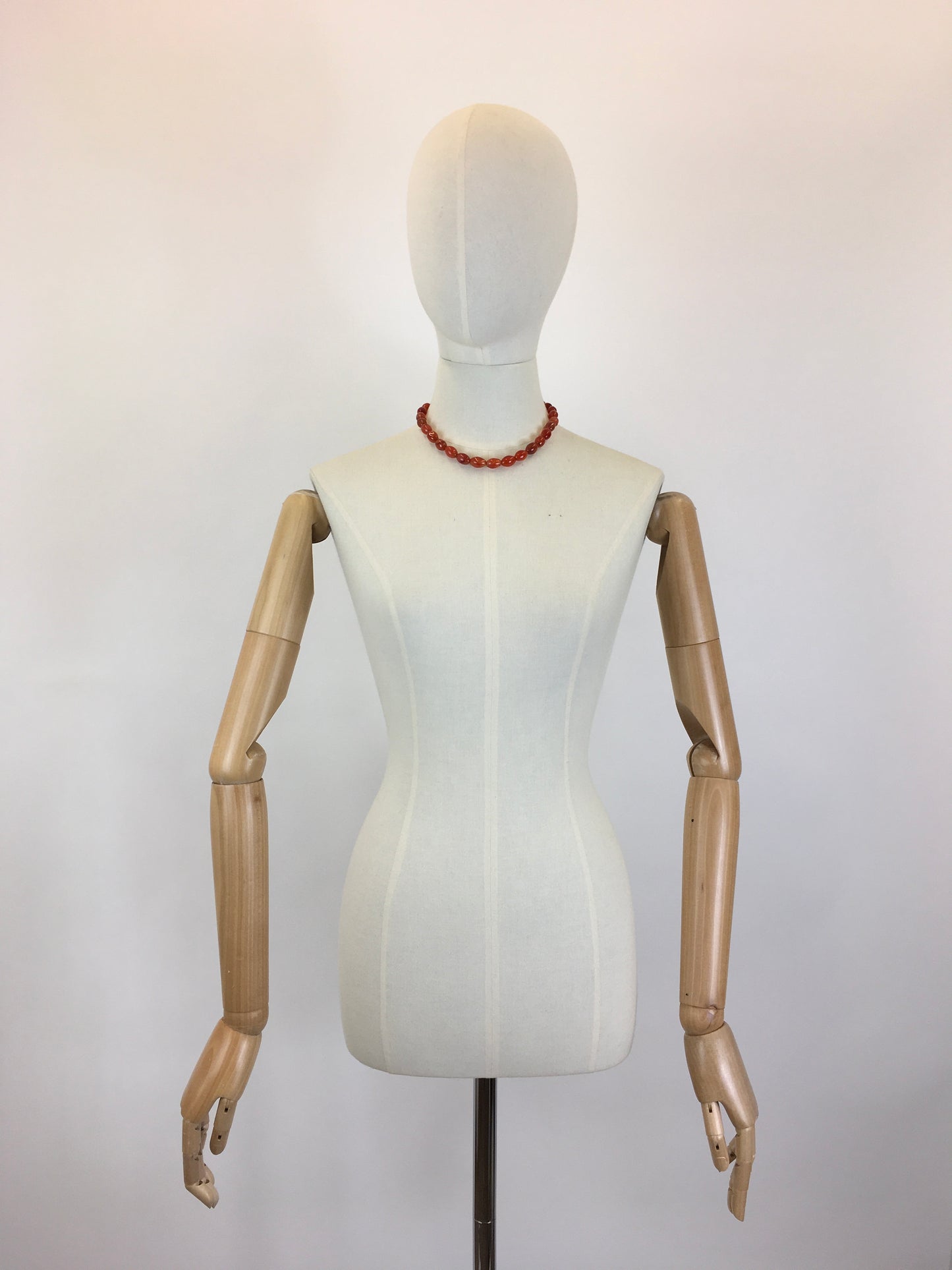 Original 1940's Darling Amber Graduated Beaded Necklace - With Screw Fastening to the Nape