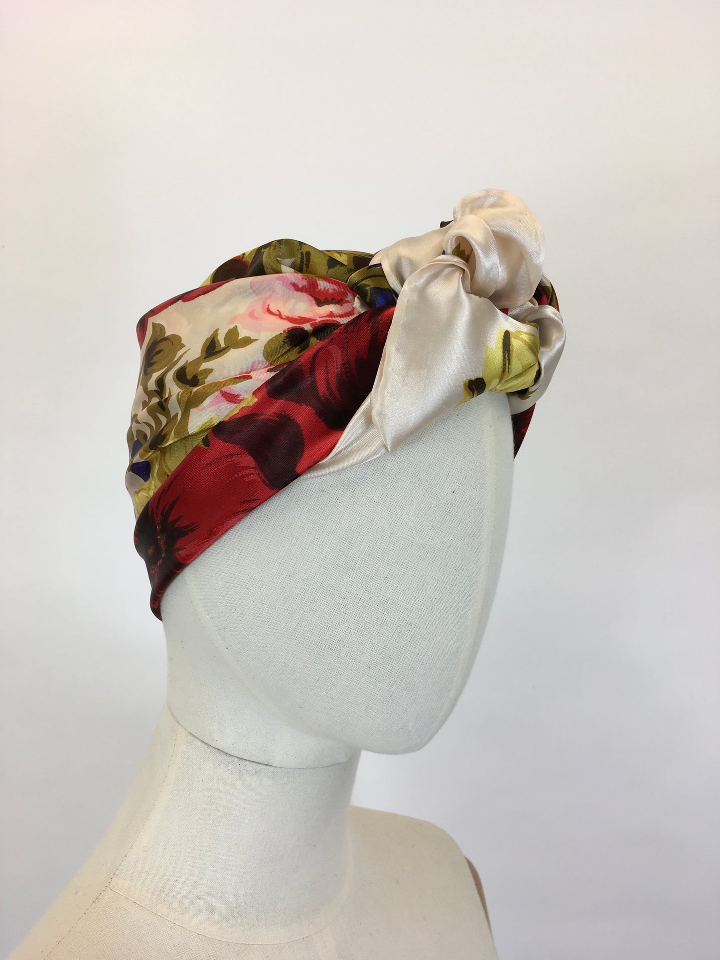Original 1950’s Silk Floral Scarf - In A Summertime Bright Colour Palette