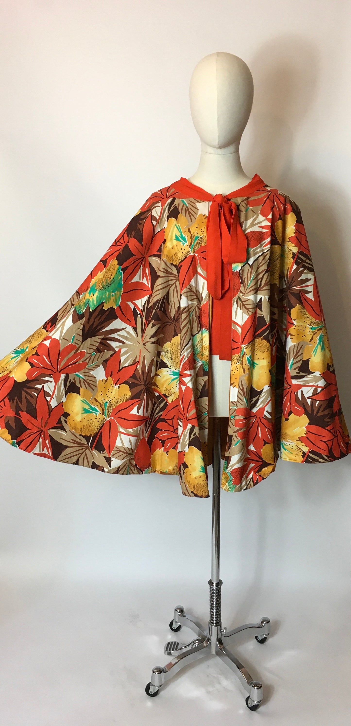 Original 1930s Floral Cape In Amazing Art Deco Colour Pallet - Festival of Vintage Fashion Show Exclusive