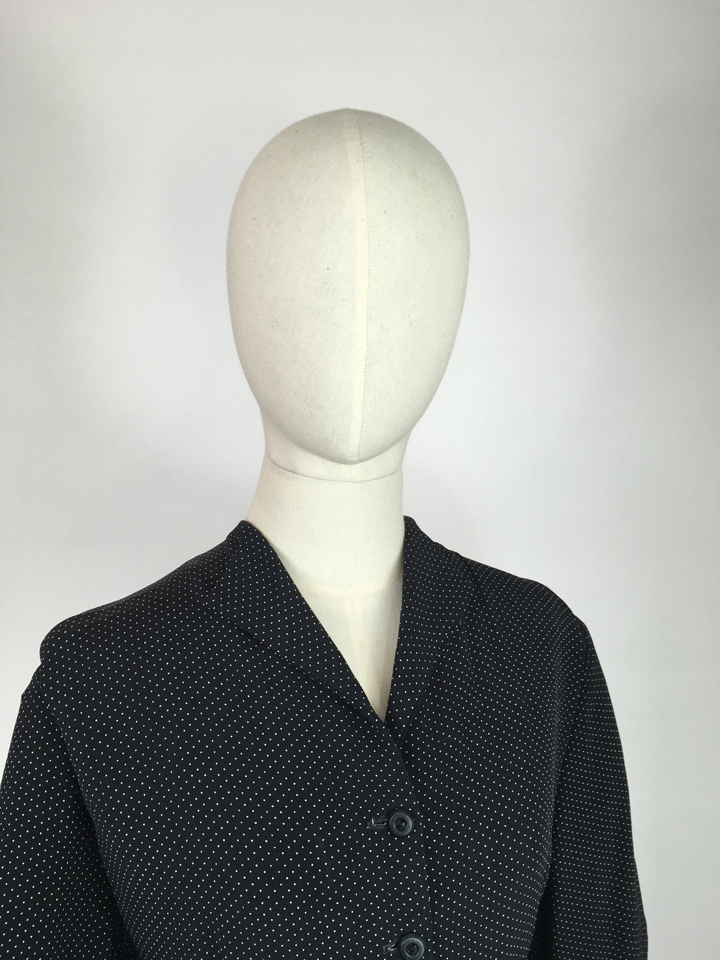 Original 1940’s VOLUP Day Dress - In a Beautifully Classic Black and White Polka Dot Cotton