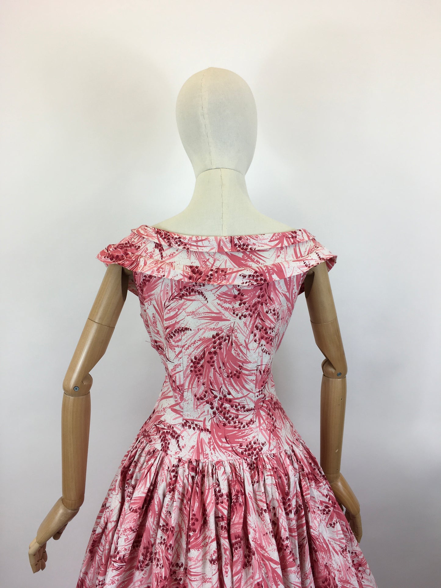 Original 1950’s Darling Cotton Day Dress - In Crisp White, Powder Pink & Deep Pink