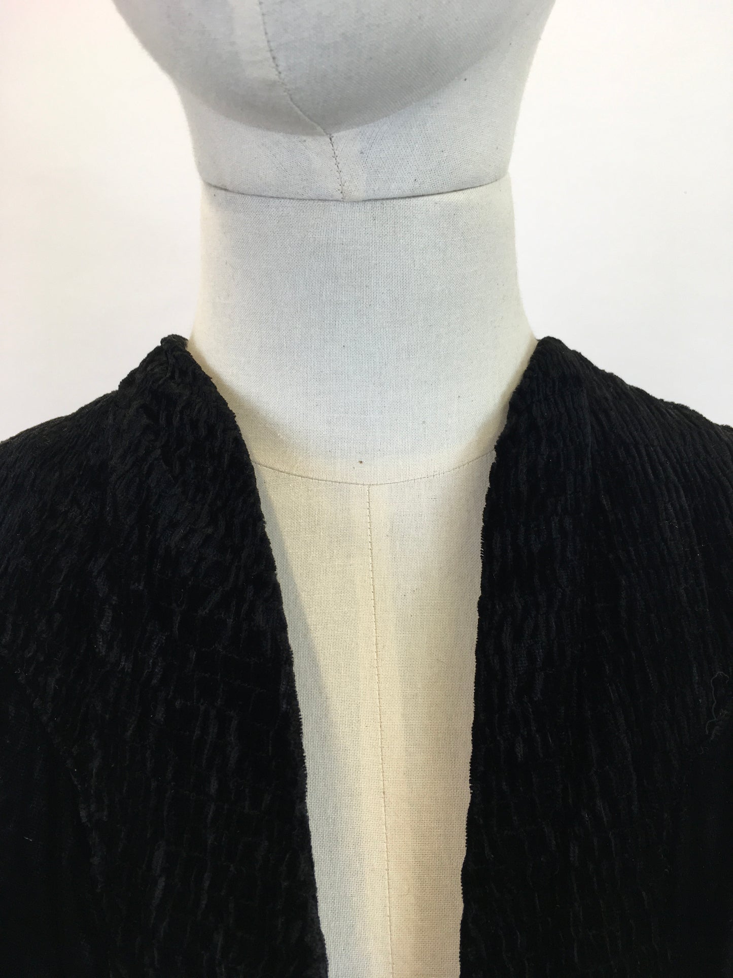 Original 1920's / 1930's Exquisite Evening Jacket - In Black Silk Velvet With Stunning Details