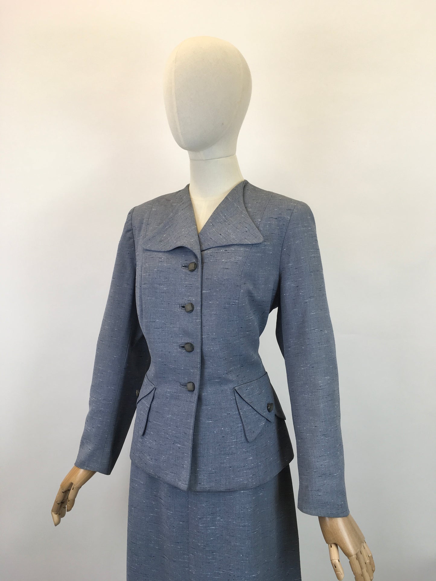 Original Late 1940’s early 1950’s Atomic Fleck 2pc Suit - In a Lovely Powdered Blue