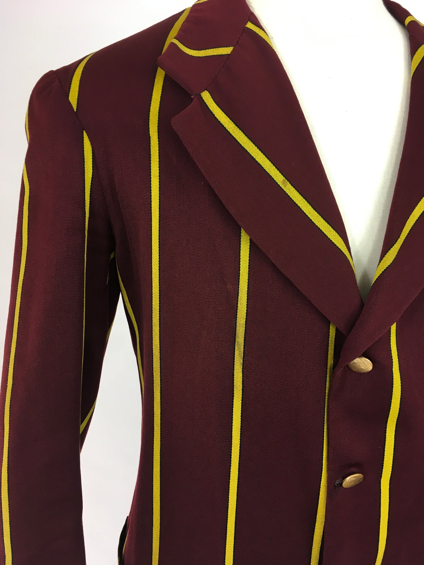 Original College Blazer By ‘ Ryder and Amies Cambridge’ - In a Lovely Burgundy and Yellow Stripe