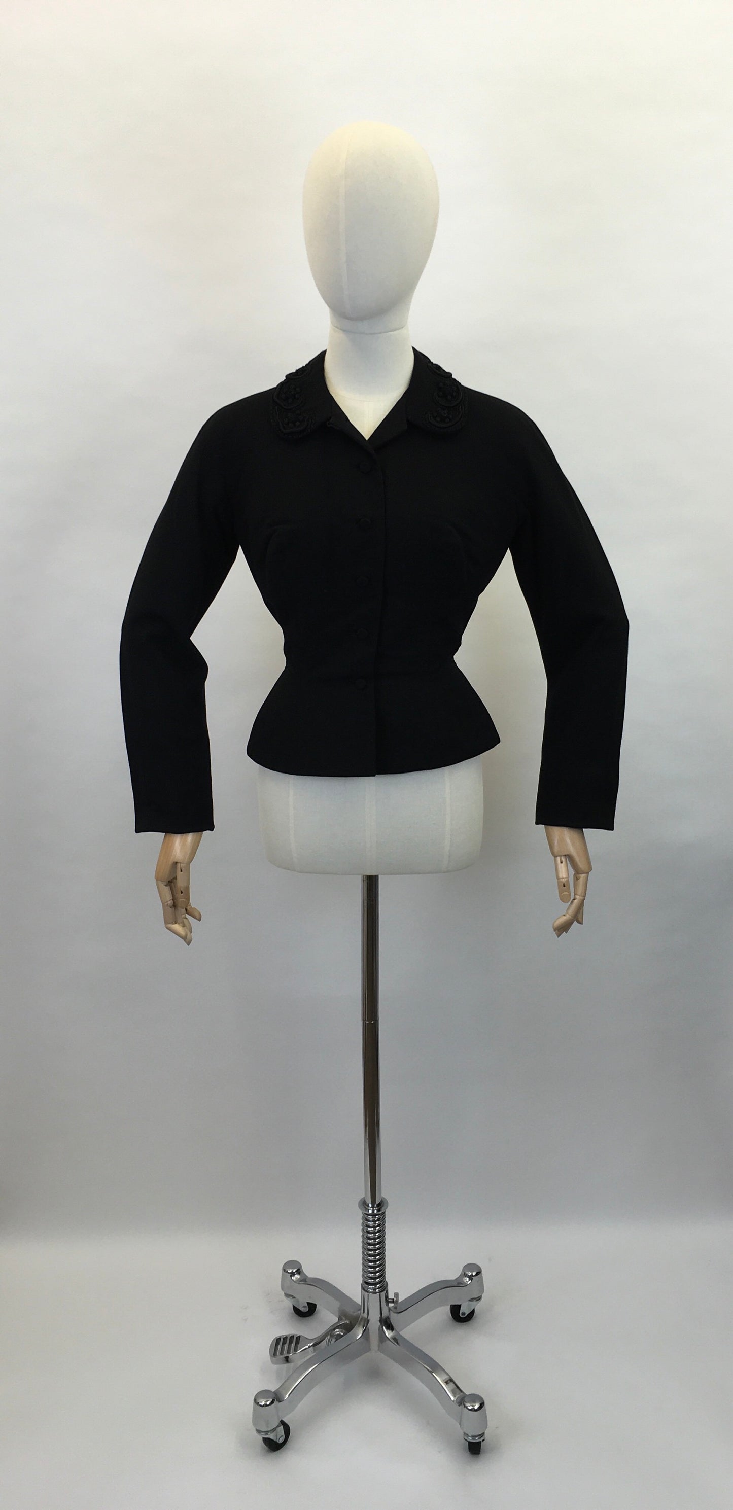 Original Late 1940’s early 1950’s ‘ Hattie Carnegie’ Black Jacket - Creating the Iconic New Look Silhouette