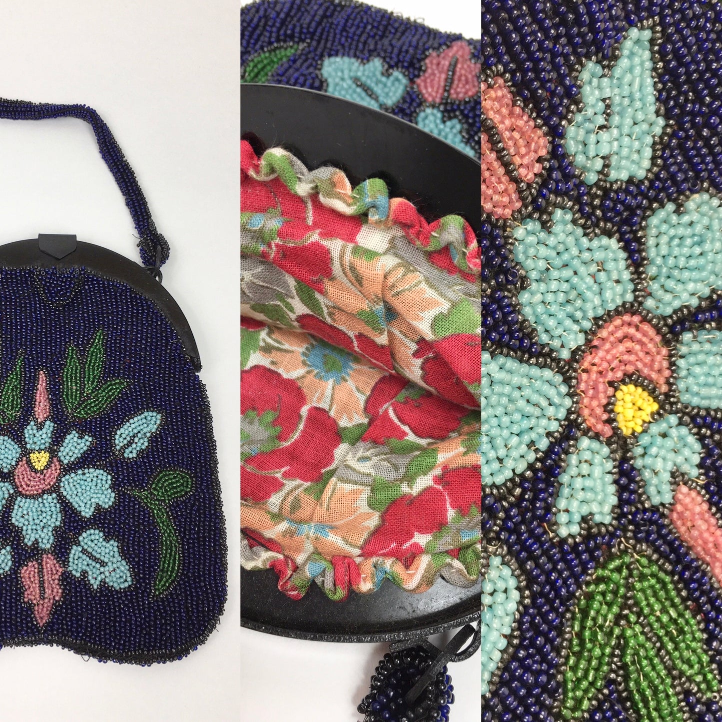 Original Early 1920’s Beaded Handbag - In an Exquisite Colour Palette of Rich Blues, Greens, Turquoise, Powdered Blush and Yellow