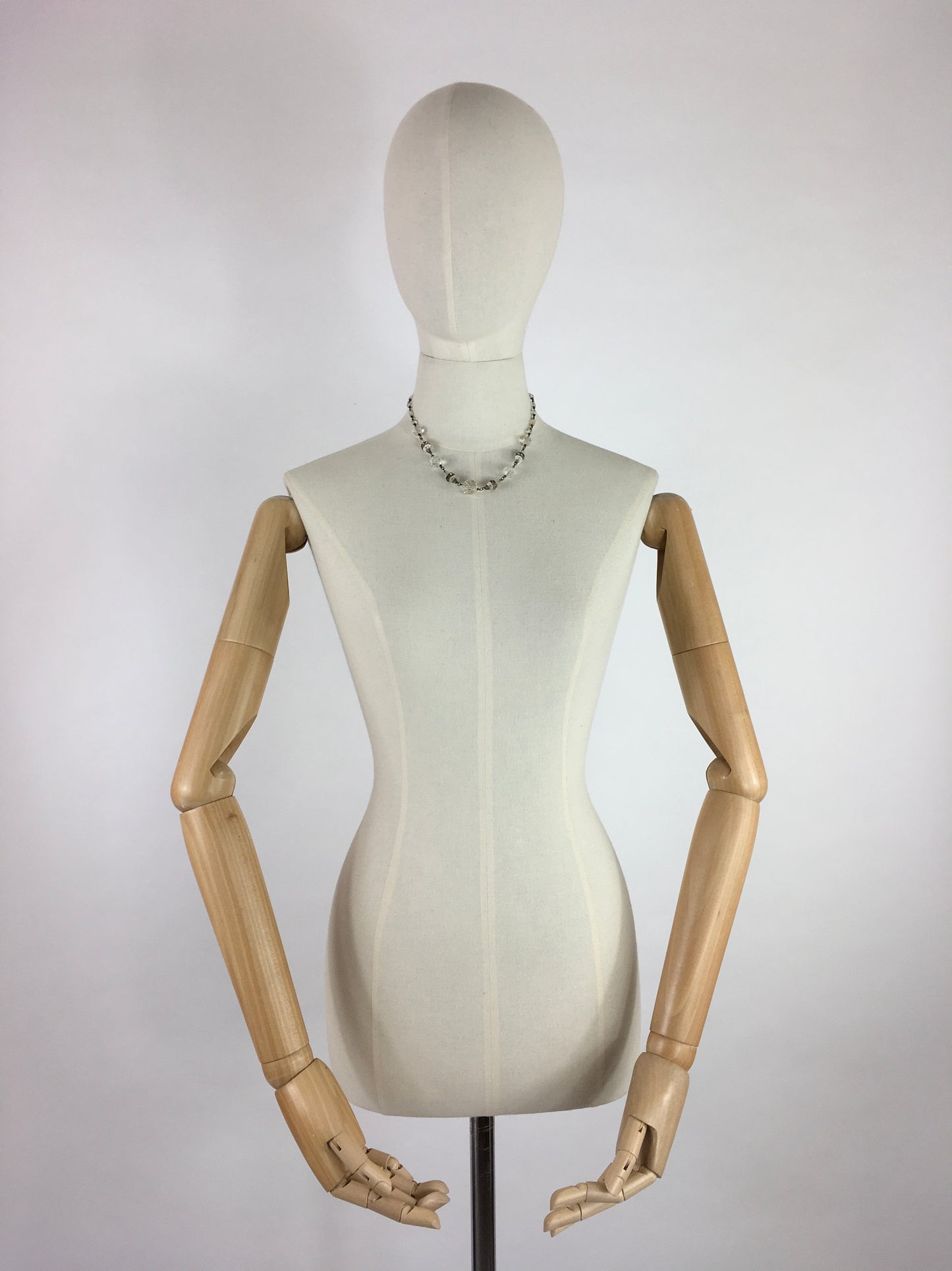 Original 1930’s Necklace - In Glass Beads with Marquesite Detailing and Screw Back Clasp