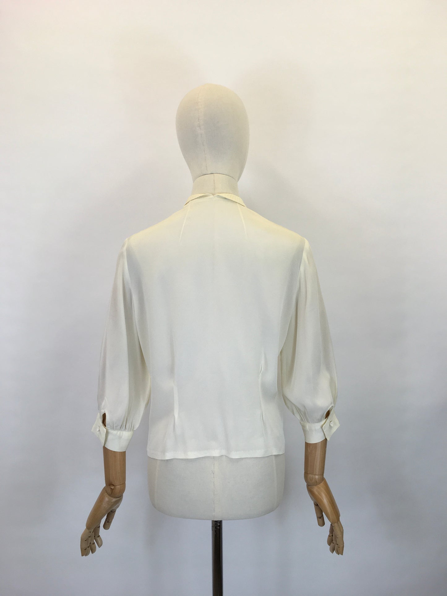 Original Late 1940’s Cream Blouse - With Lovely Pleated Detailing To The Bodice