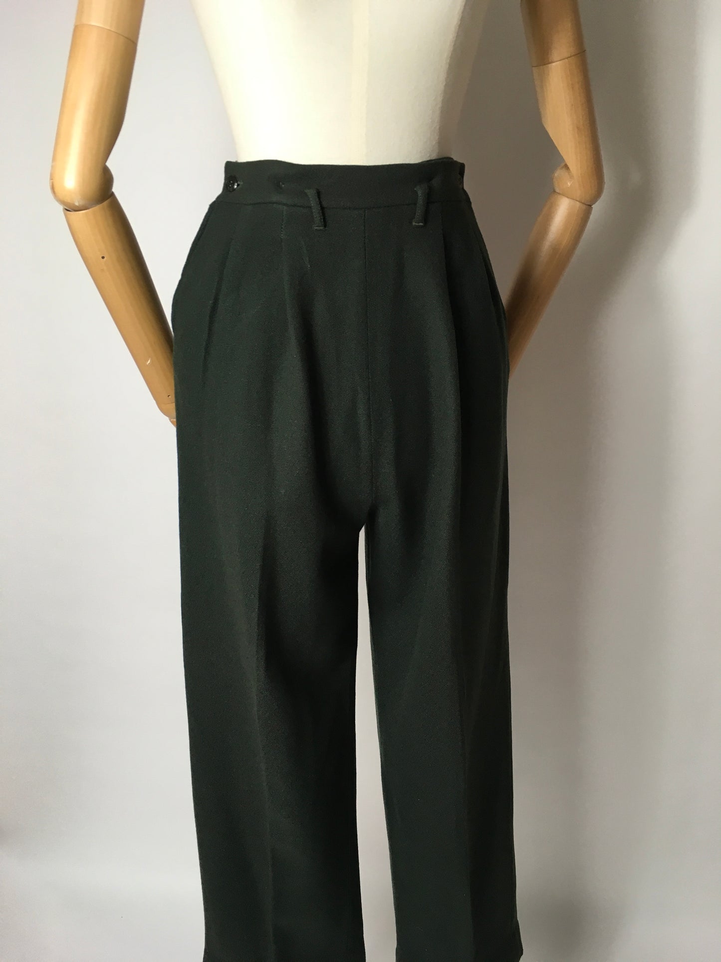Original Early 1950’s Slacks - In a Beautiful Forest Green Wool