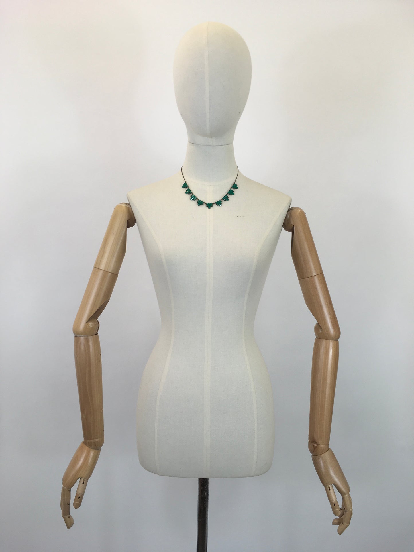 Original 1930’s Art Deco Shaped Necklace - With Jade Green Glass