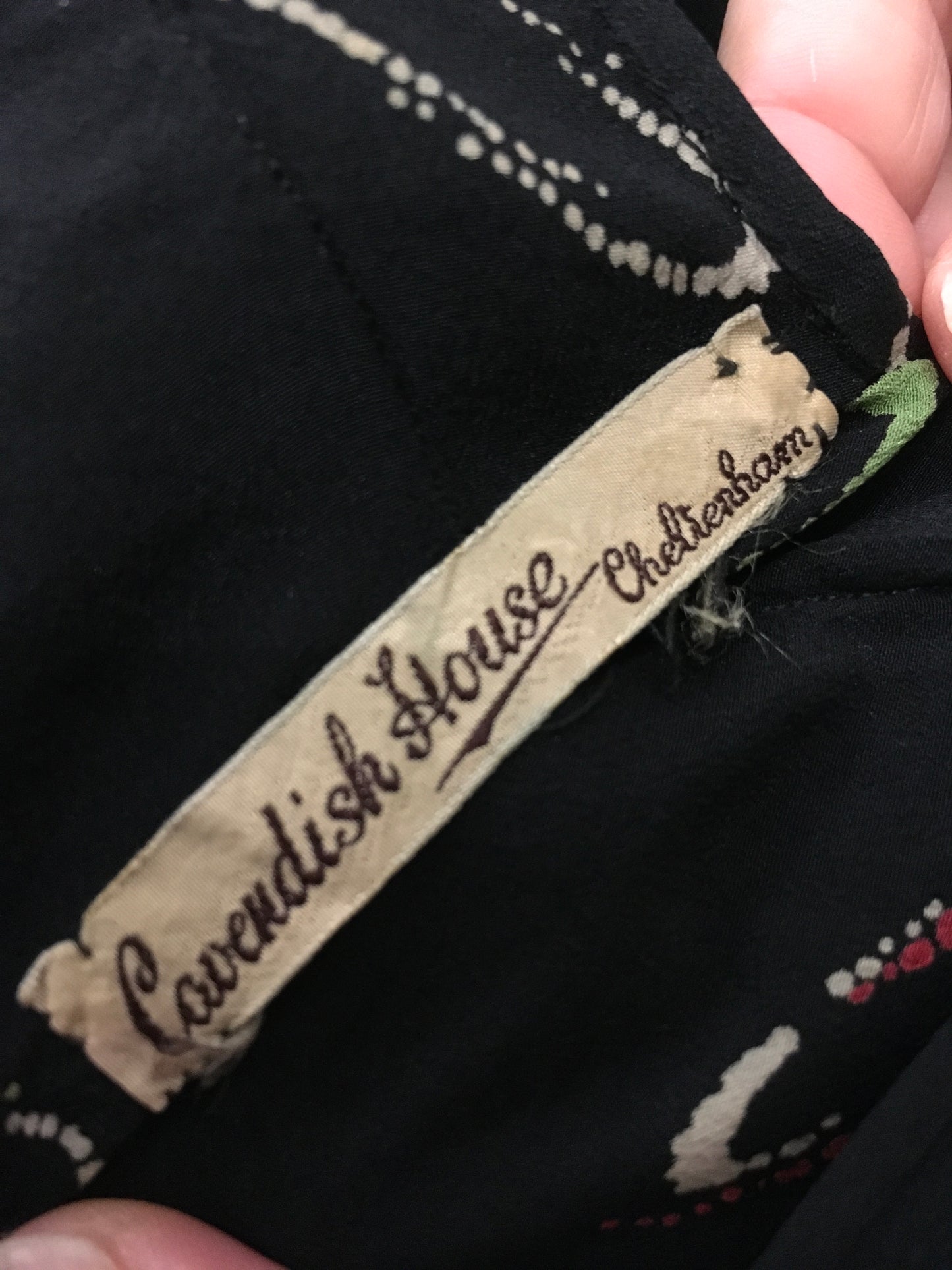 Original 1930’s Exquisite Full Length Gown in A Fine Crepe - Made By ‘ Cavendish House, Cheltenham ‘