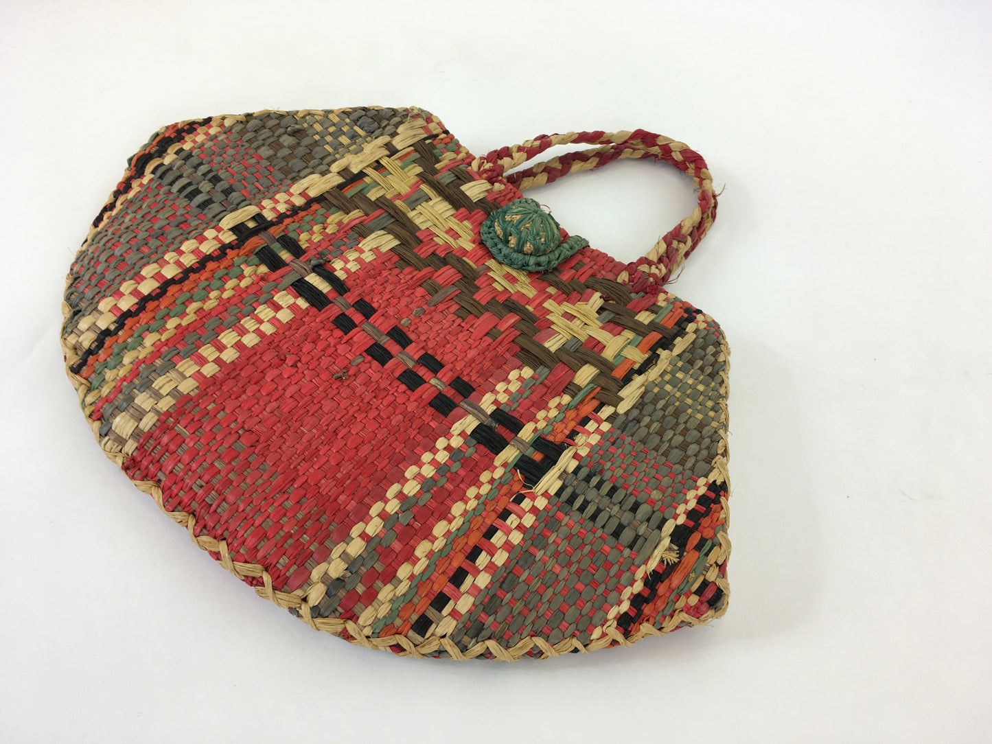 Original 1930’s/ 1940’s Raffia Straw Handbag - In Multicoloured Tones