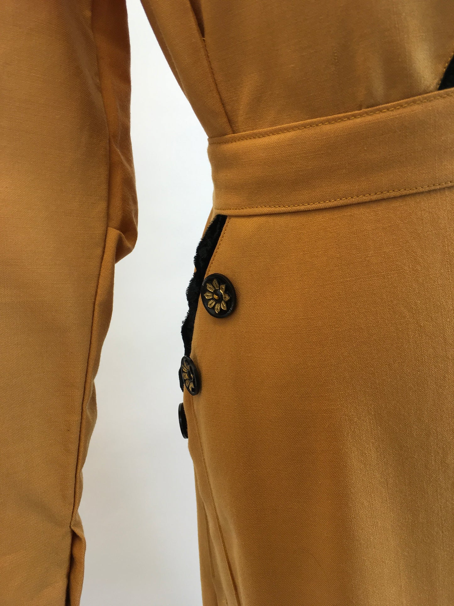 Original Late 1940’s Stunning Dress With Asymmetric Detailing - In A Perfect Shade Of Pumpkin Spice