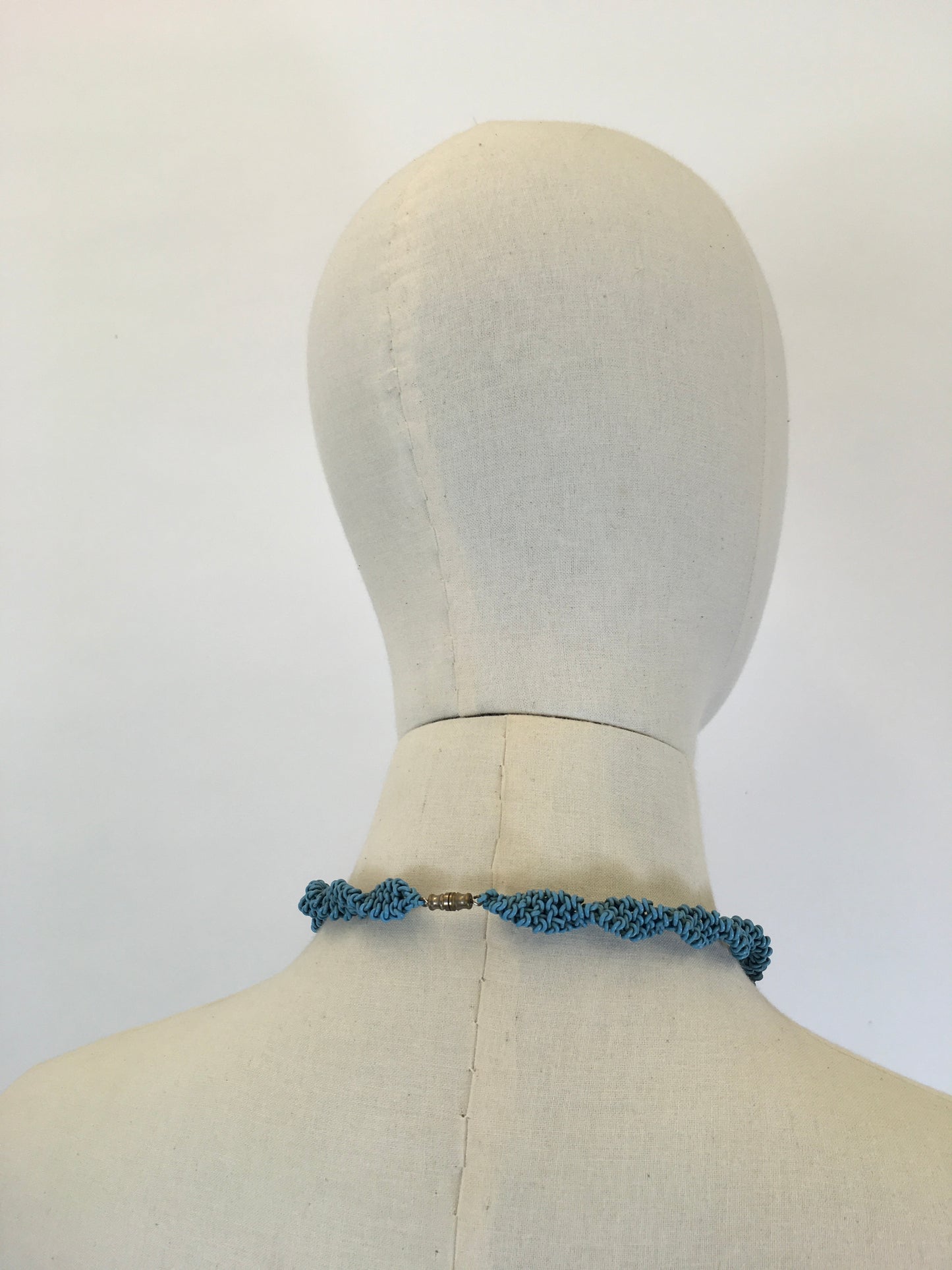 Original Late 1940’s Early 1950’s ‘ Scoobie Necklace - In a Soft Teal Telephone Wire