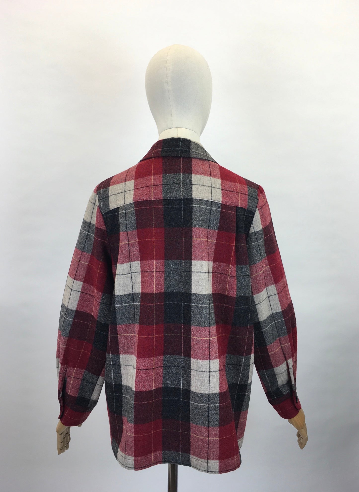 Original 1960’s Pendleton Check Jacket - In Lovely Warm Reds, Black’s and Ivories