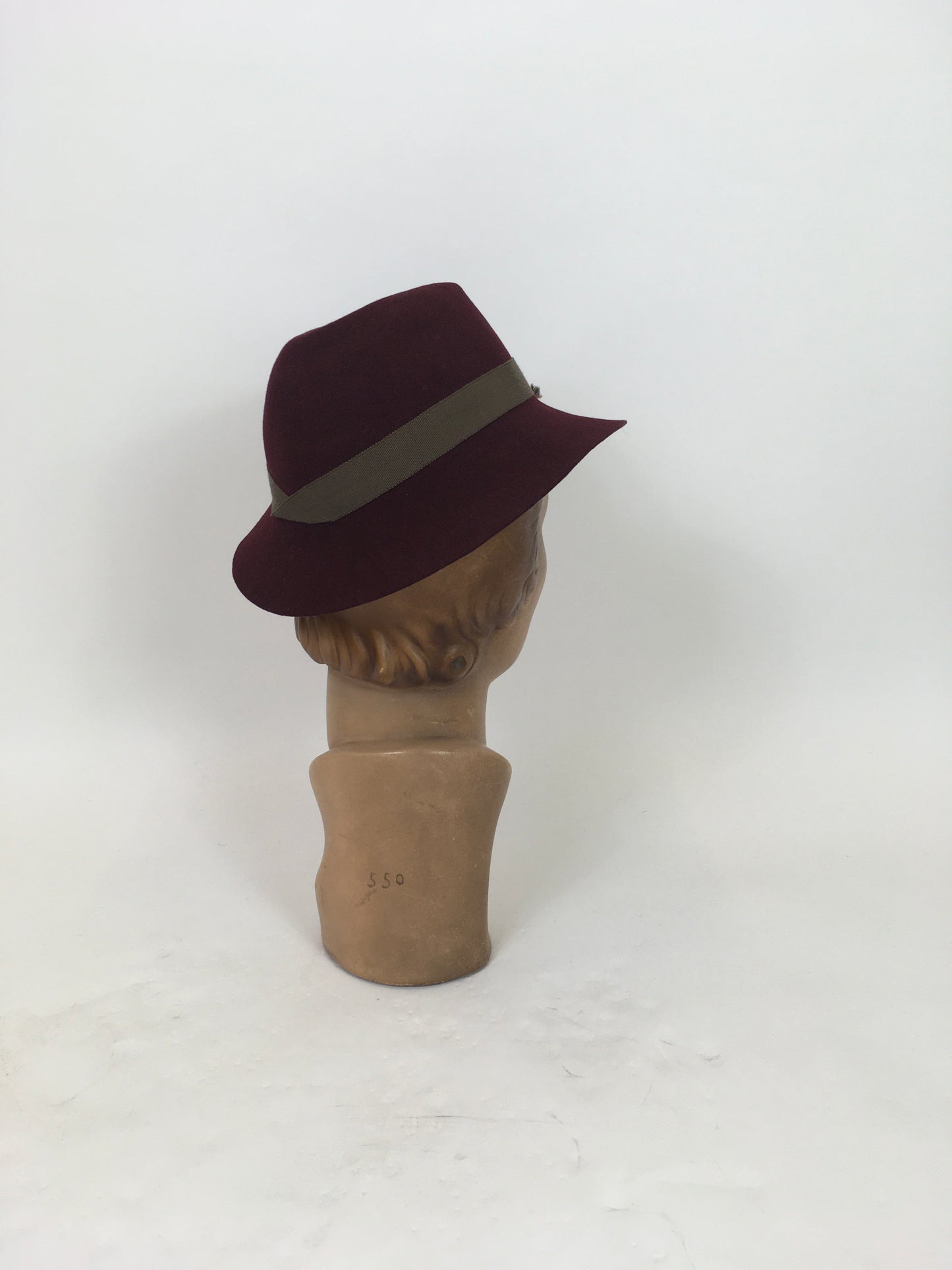 Original 1930's Fabulous Fedora Tilt Hat - In A Warm Winter Berry