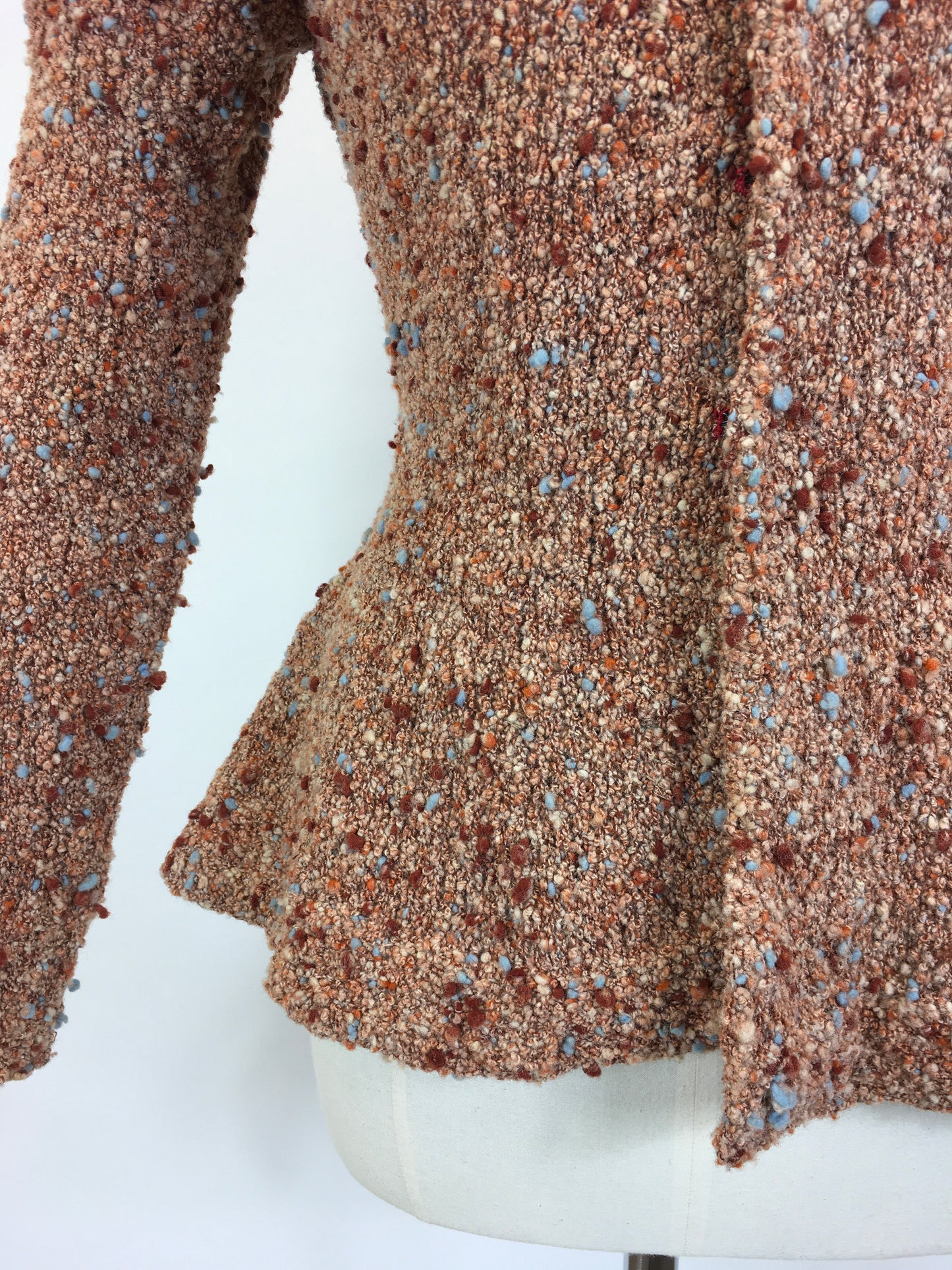 Original Late 1930’s Early 1940’s Knitted Cardigan / Jacket - In Pumpkin Spice, Soft Peach, Cinnamon and Powder Blue