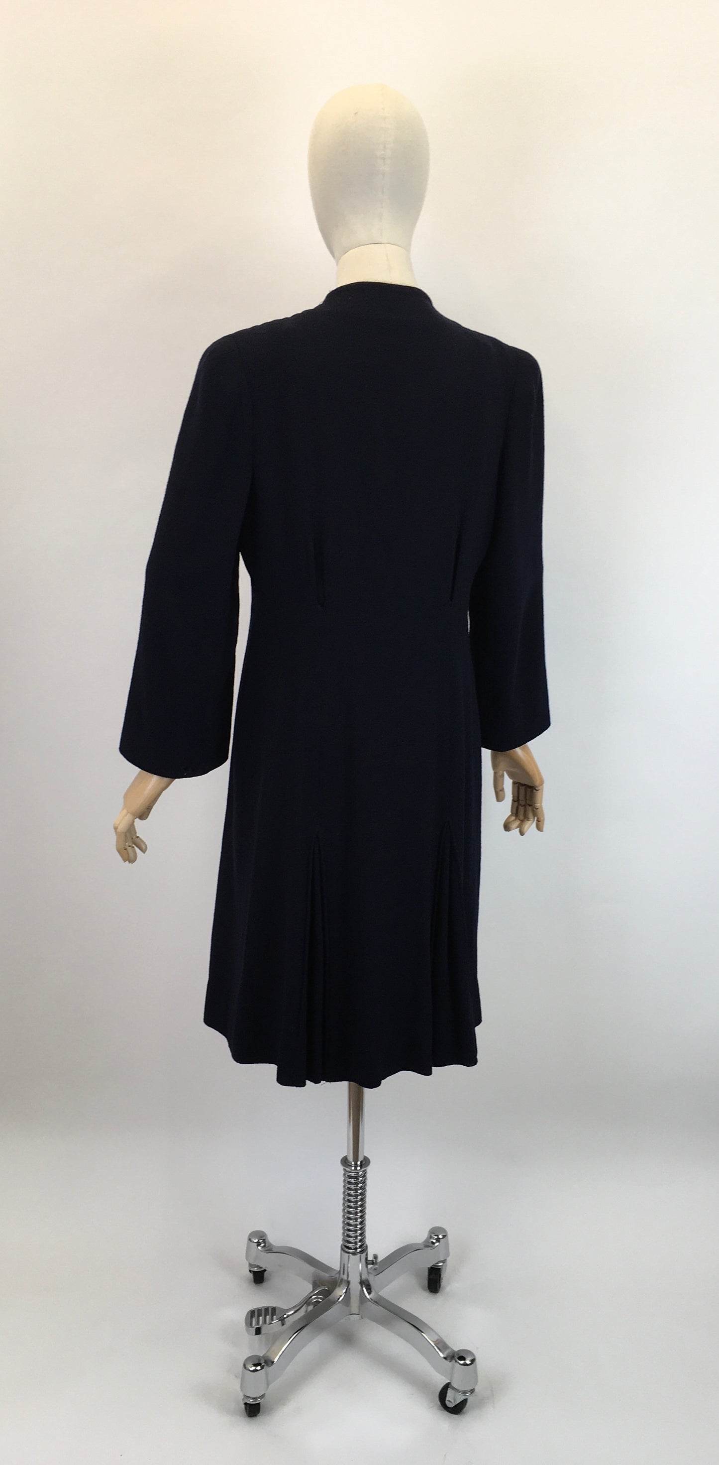 Original 1930’s Darling Navy Wool Crepe Coat - With Stunning Trapunto Detailing