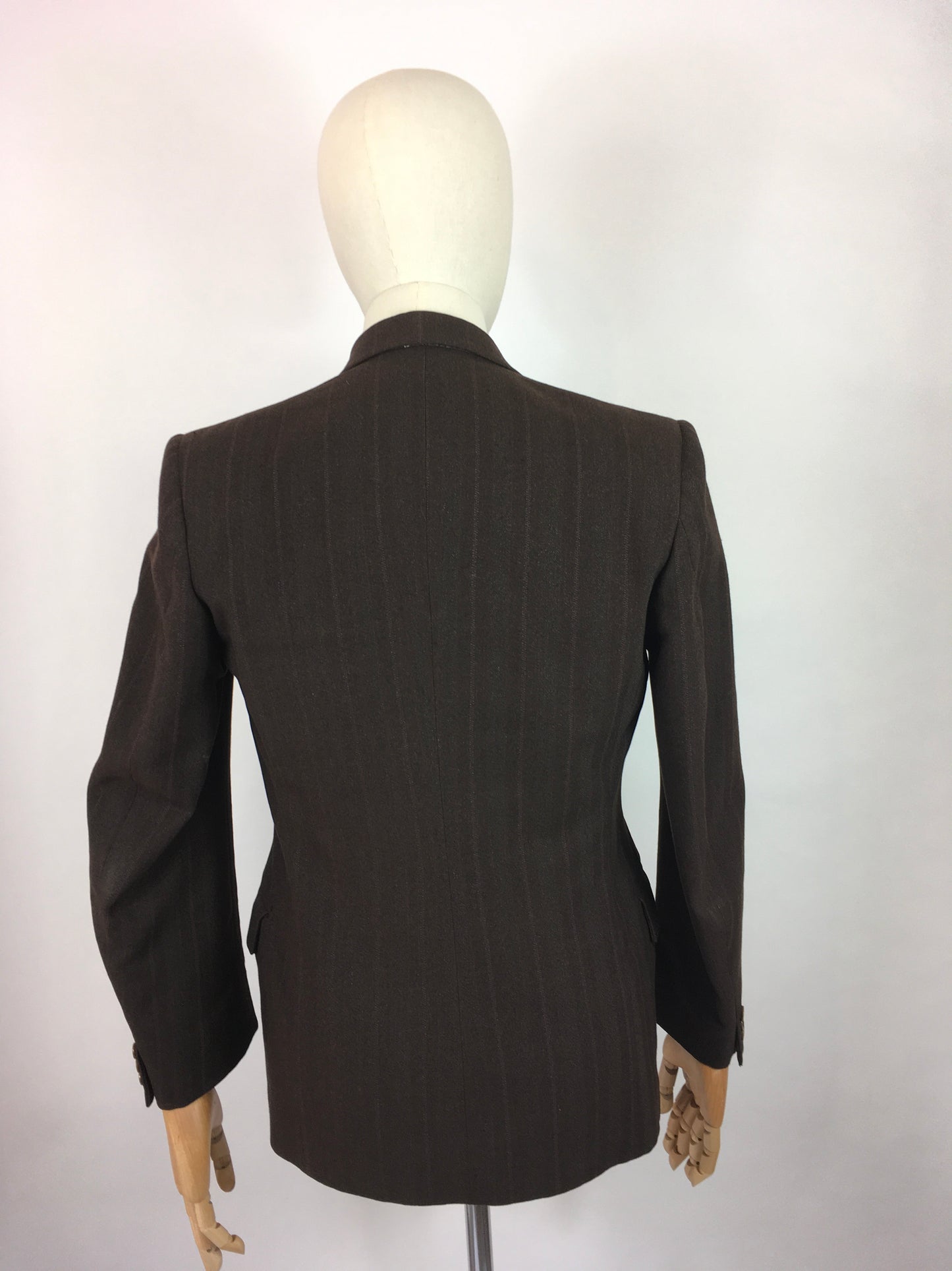 Original 1940’s CC41 Montague Burton Jacket - In a Lovely Brown with Orange and Pink Pinstripe