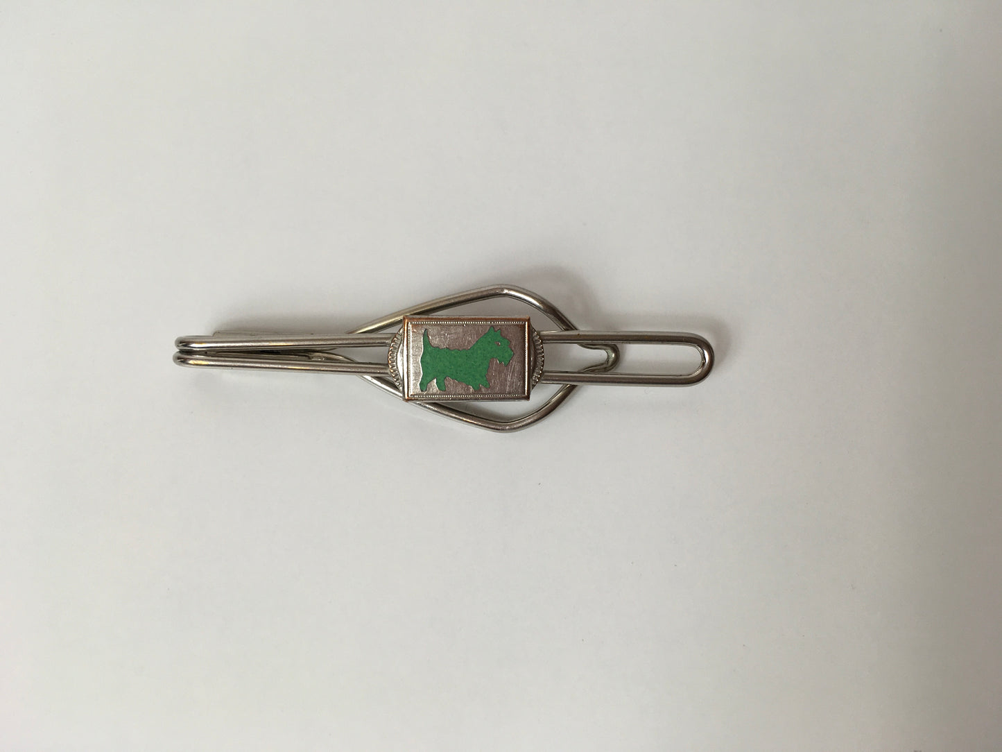 Original Gents Tie Pin - With a lovely Deco Green Scottie Dog Motif