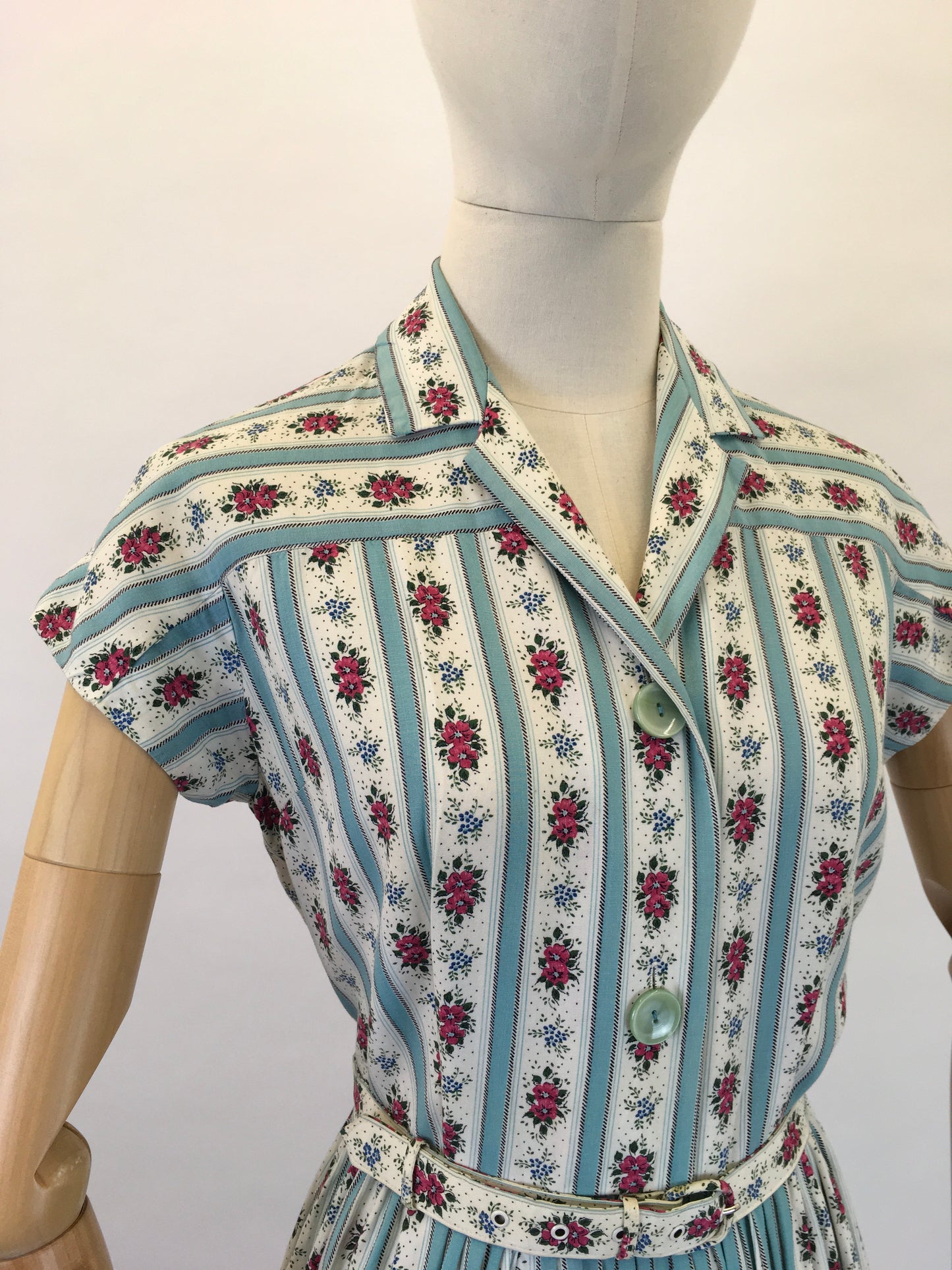 Original 1950’s ‘ St. Michael’ Floral Cotton Day Dress - In Beautiful Blues, Pinks, Greens and Whites