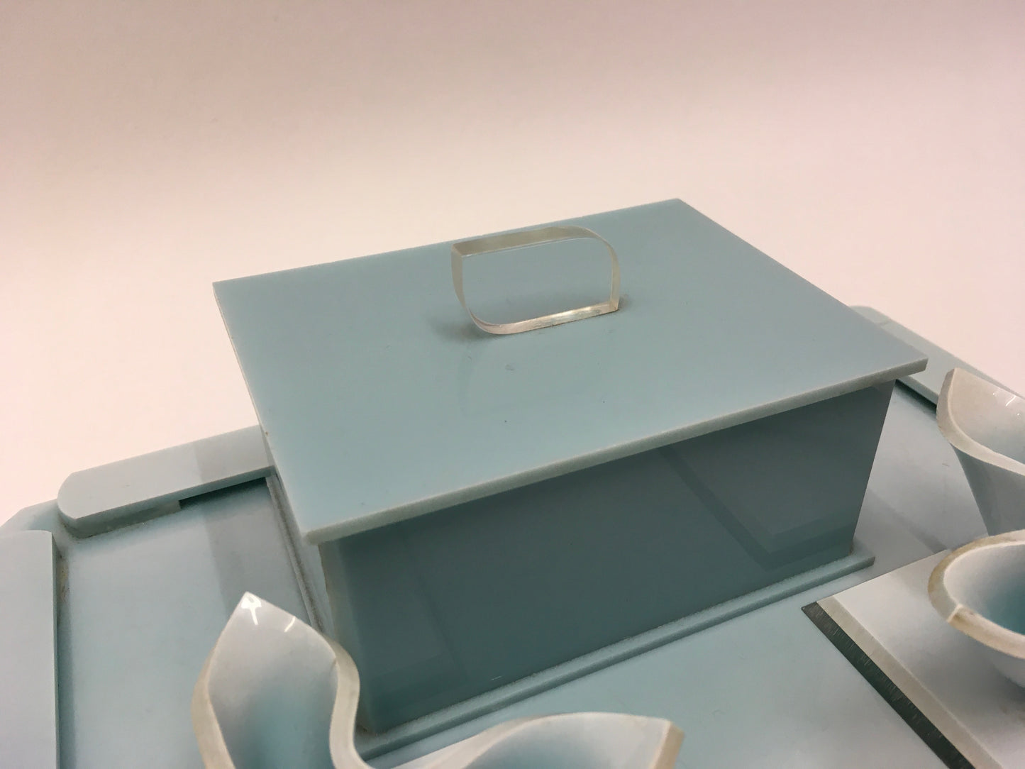 Original 1930s Lucite Vanity Set - In An Exquisite Pale Duck Egg Blue