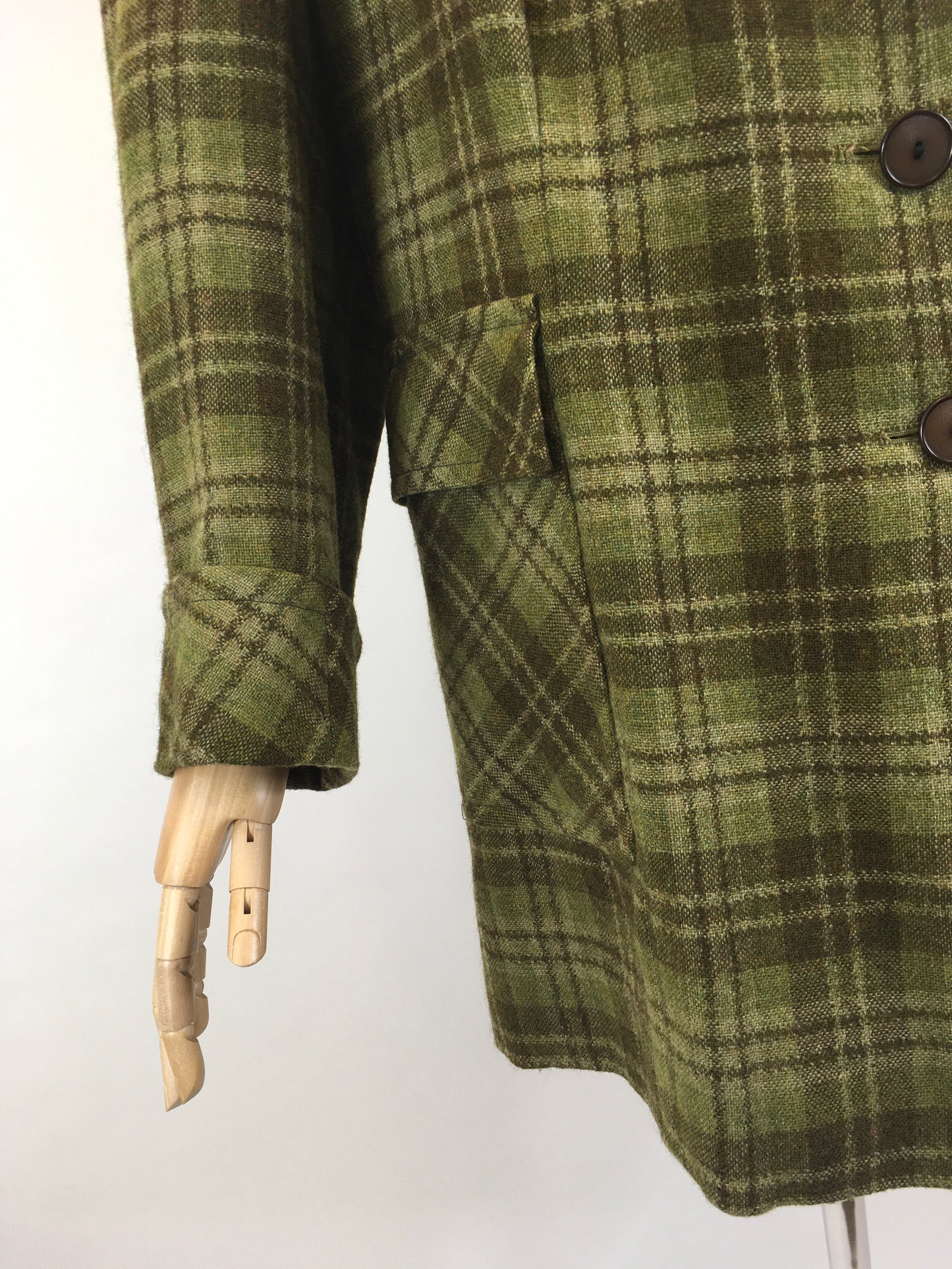 Original 1950’s FABULOUS Green Check Jacket/ Coat - Classic 50’s Styling & Great Pockets