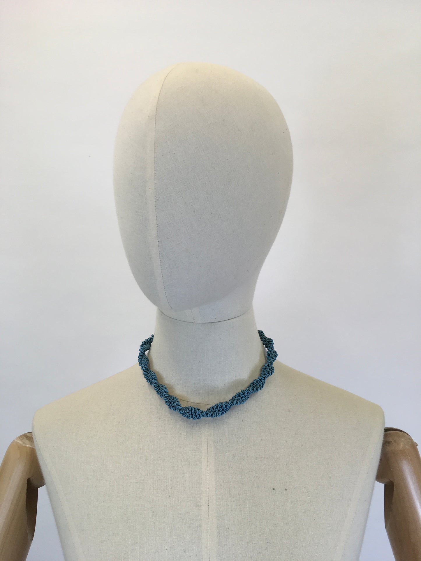 Original Late 1940’s Early 1950’s ‘ Scoobie Necklace - In a Soft Teal Telephone Wire