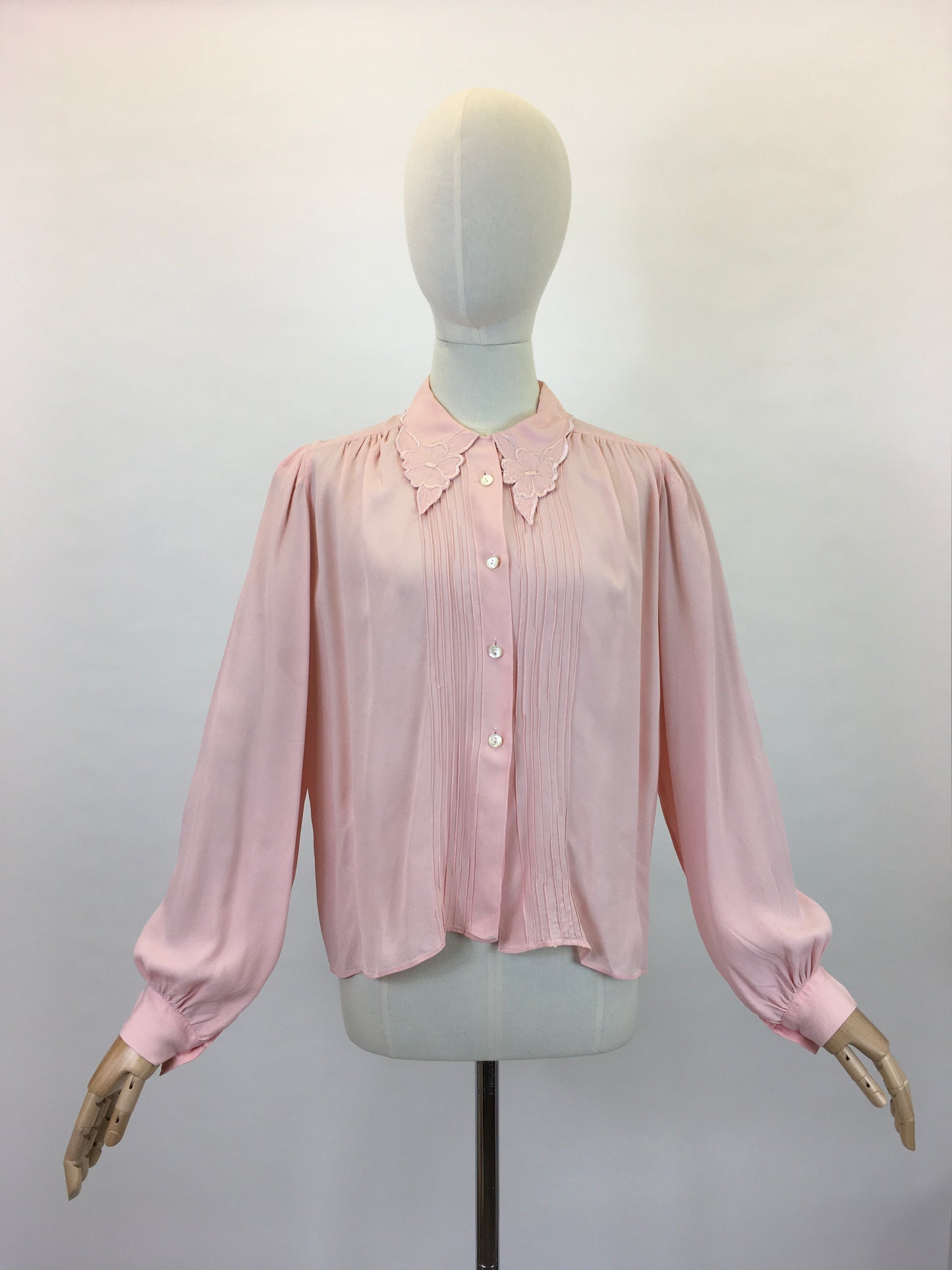Original 1940’s Utility CC41 Crepe Blouse - In A Beautiful Soft Powder Pink