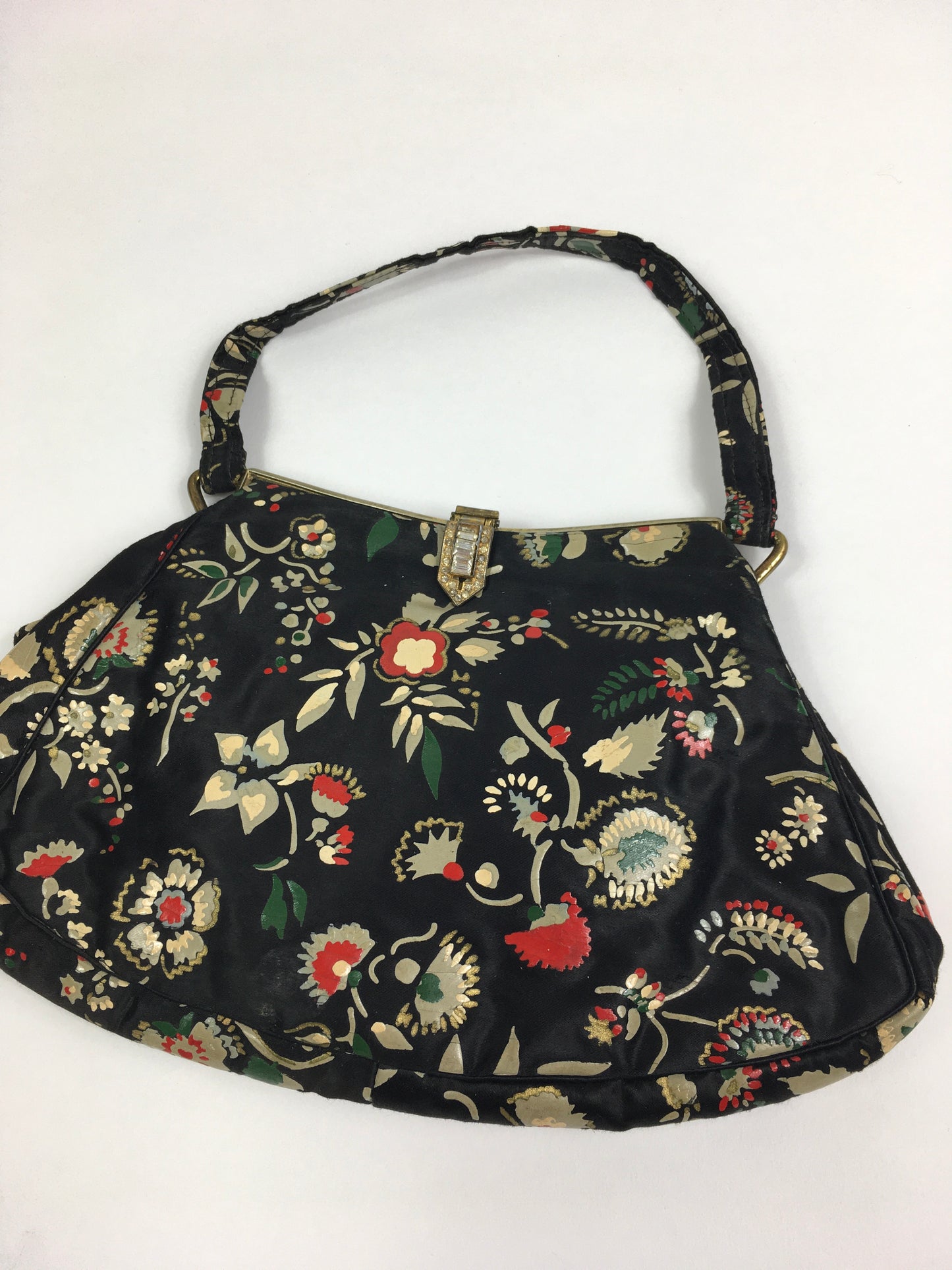 Original 1930’s Exquisite  Evening Bag - In The Most Beautiful Handpainted Delicate Floral