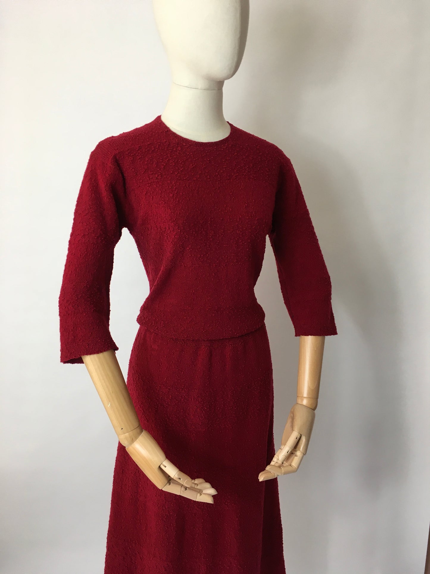 Original 1940’s Knitted Dress - In a Beautiful Raspberry Red Colour