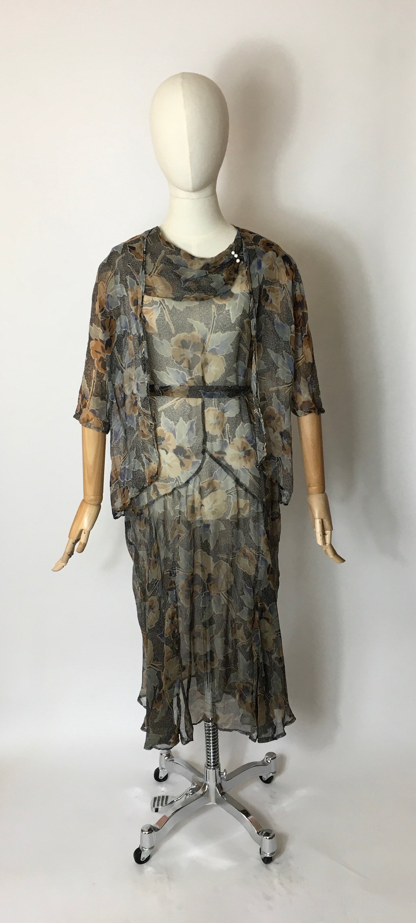 Original 1930’s 2 Piece Dress & Jacket Set in Stunning Deco Pallet - A Festival Of Vintage Fashion Show Exclusive