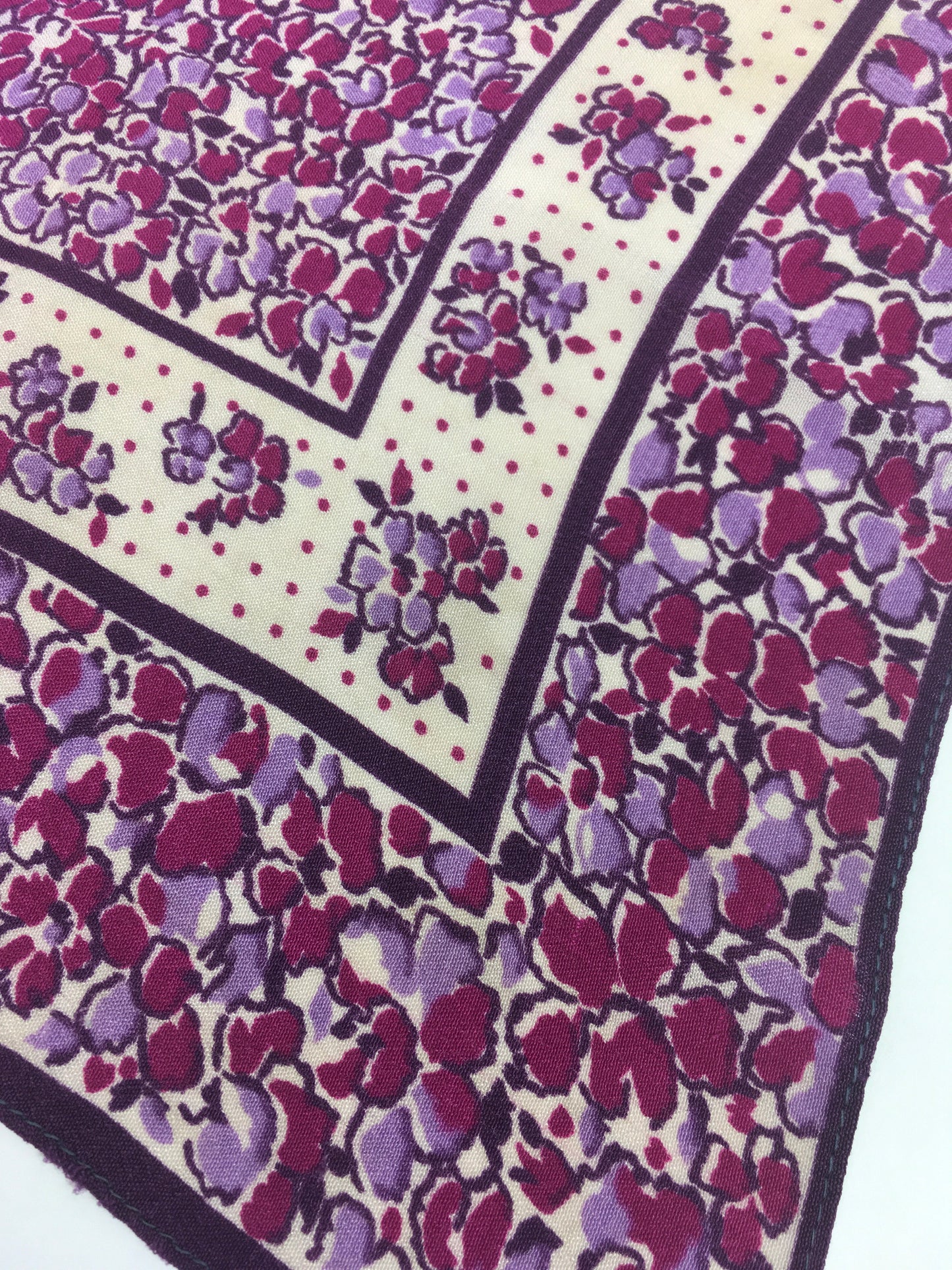 Original 1940’s Rayon Hankie - In a Mauve and Burgundy Floral