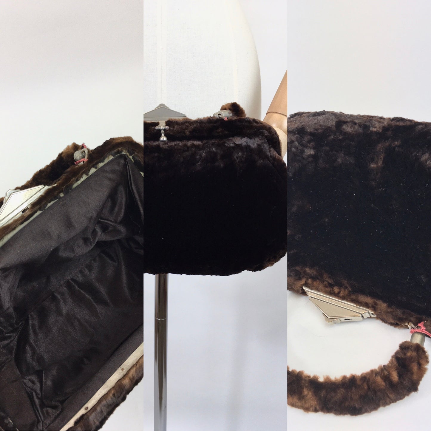 Original late 1920’s early 1930’s Moleskin Handbag and Muff - With A Fabulous Lock and Original Key