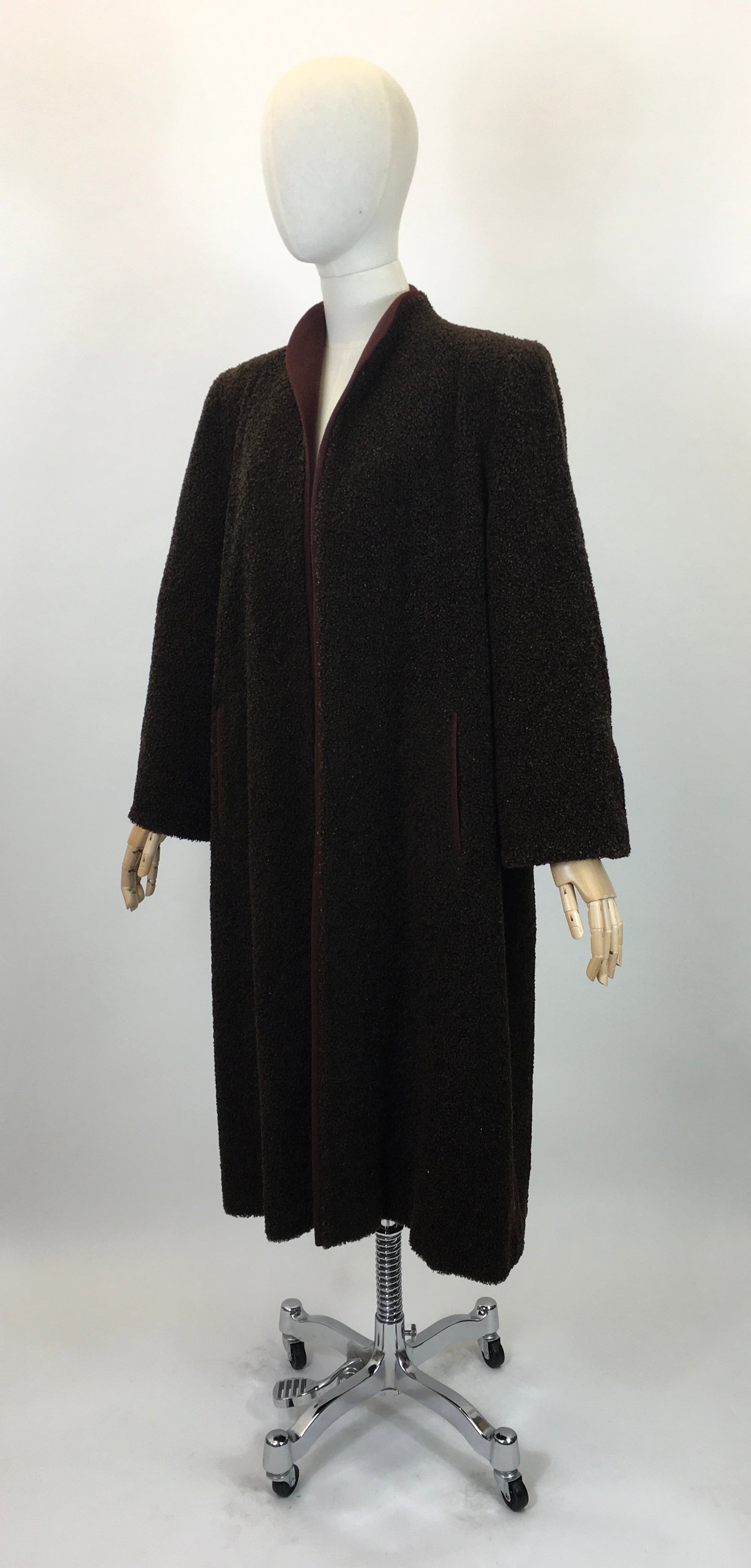 Original 1940's Sublime Edge to Edge Coat in Chocolate Brown - By ' Motoluxe - The Cosiest of Coats'