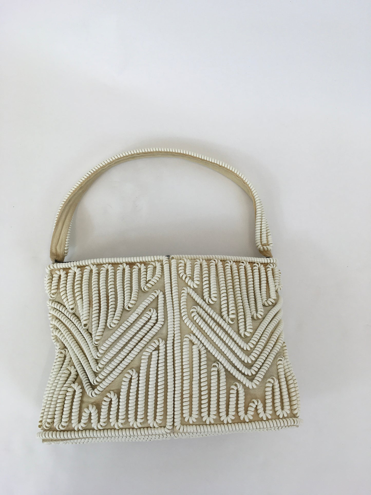 Original 1940’s Telephone Cord Handbag - In White