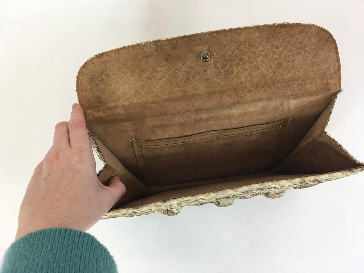 Original 1930’s Fabulous Snakeskin Clutch Handbag - With Beautiful Detailing