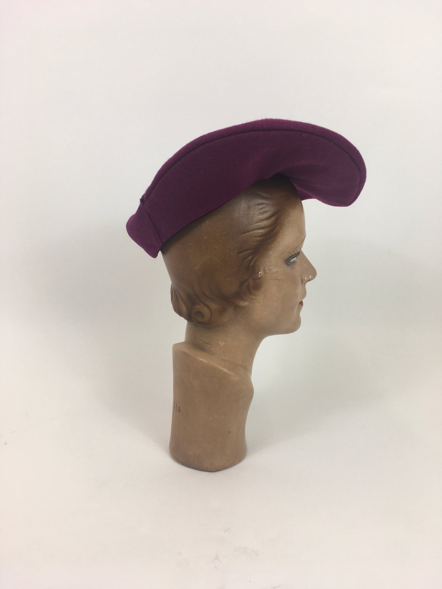 Original 1940’s American Pleated Beret Hat - In A Beautiful Deep Plum