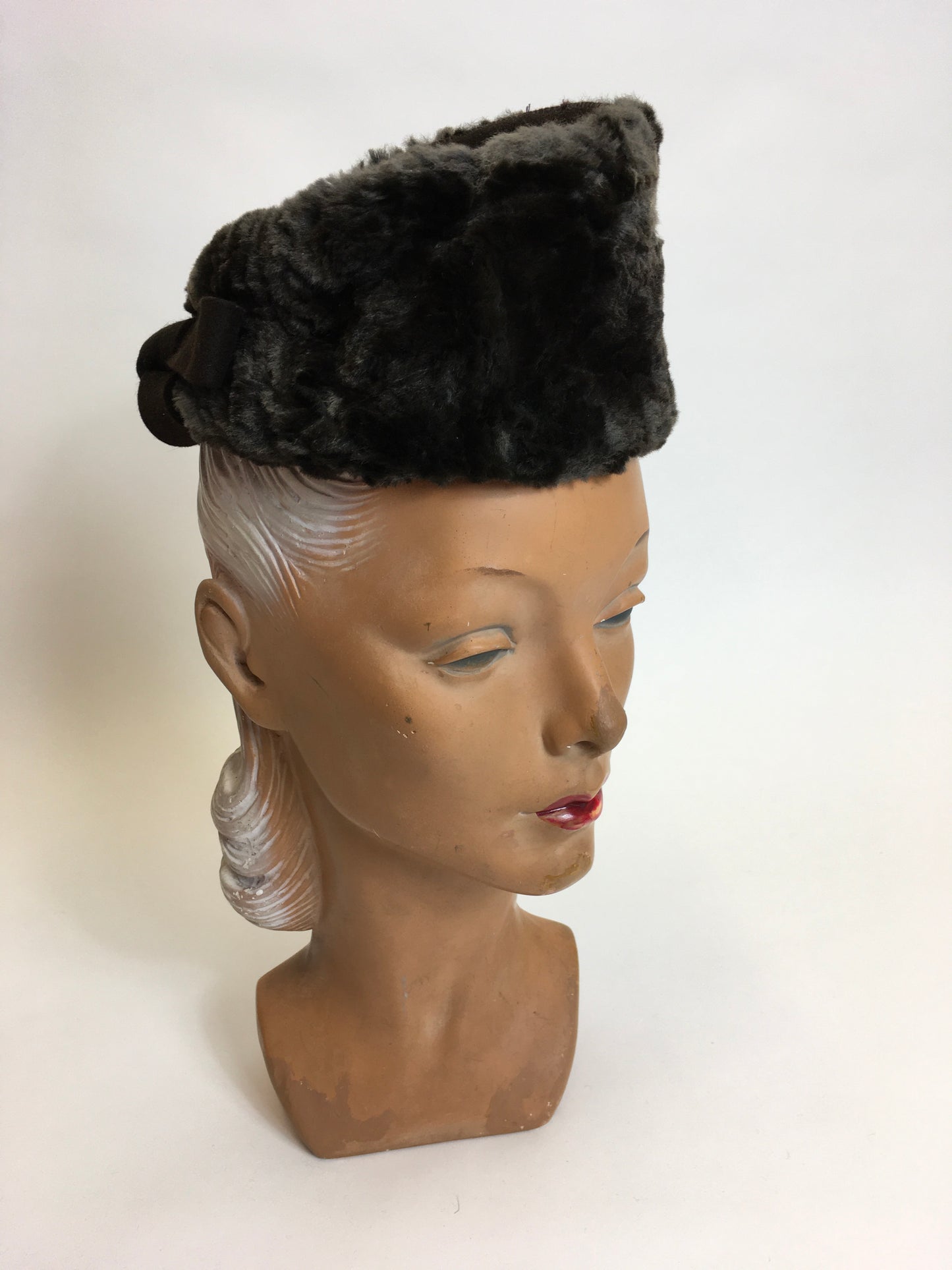 Original 1940’s Moleskin & Felt Topper - In A Fabulous Asymmetrical Shape