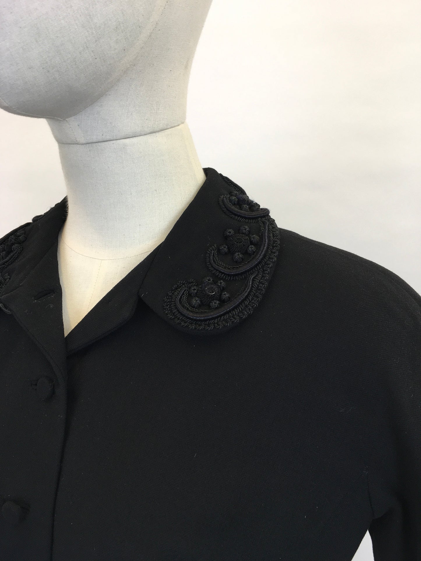 Original Late 1940’s early 1950’s ‘ Hattie Carnegie’ Black Jacket - Creating the Iconic New Look Silhouette