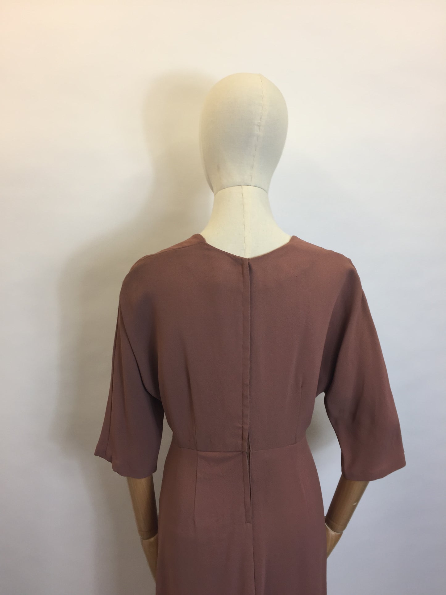 Original 1940s Formal Crepe Dress - Beautiful Waist Bow & skirt overlay shaping