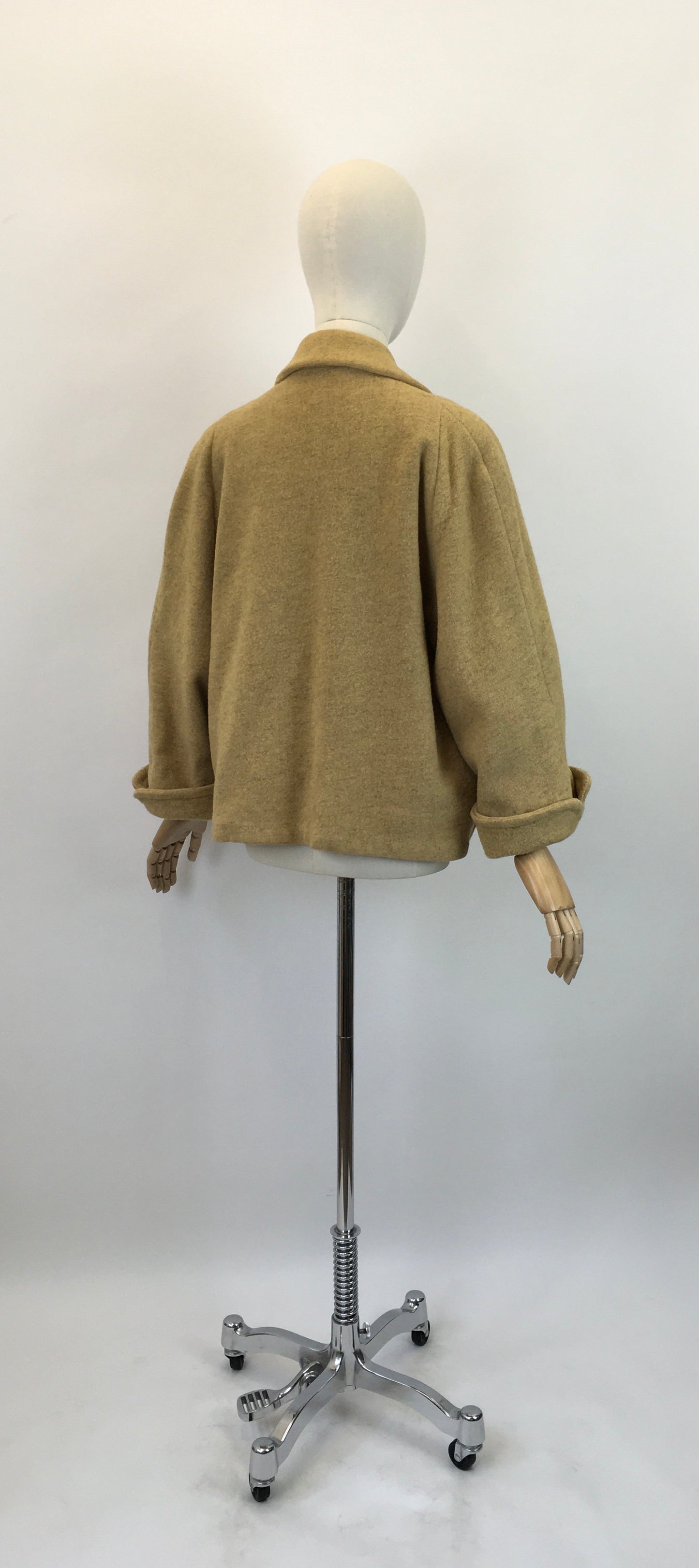 Original 1950's Stunning Woollen Swagger Jacket - In A Pale Mustard