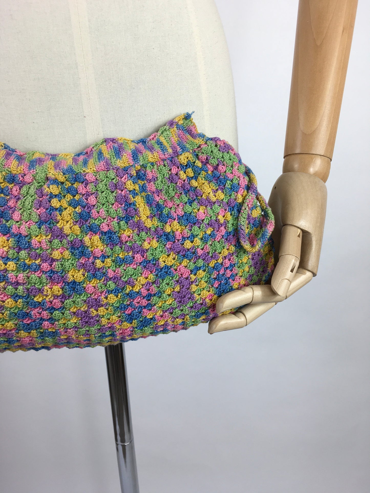 Original 1940’s Crochet Clutch Bag - In a Fabulous Rainbow Colour Pallet