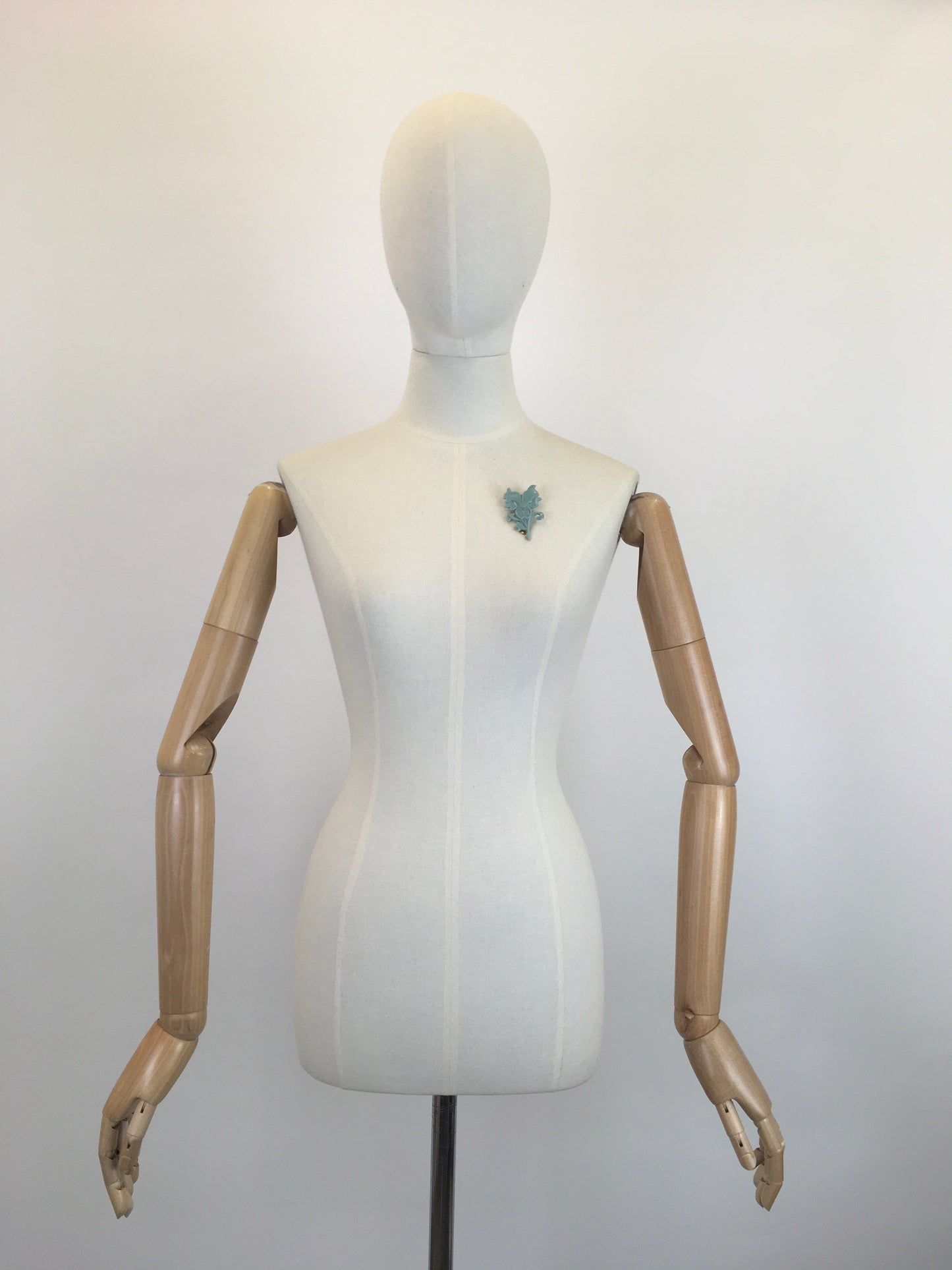 Original Late 1930’s Early 1940’s Plastic Floral Dress Clip - In Pale Duck Egg