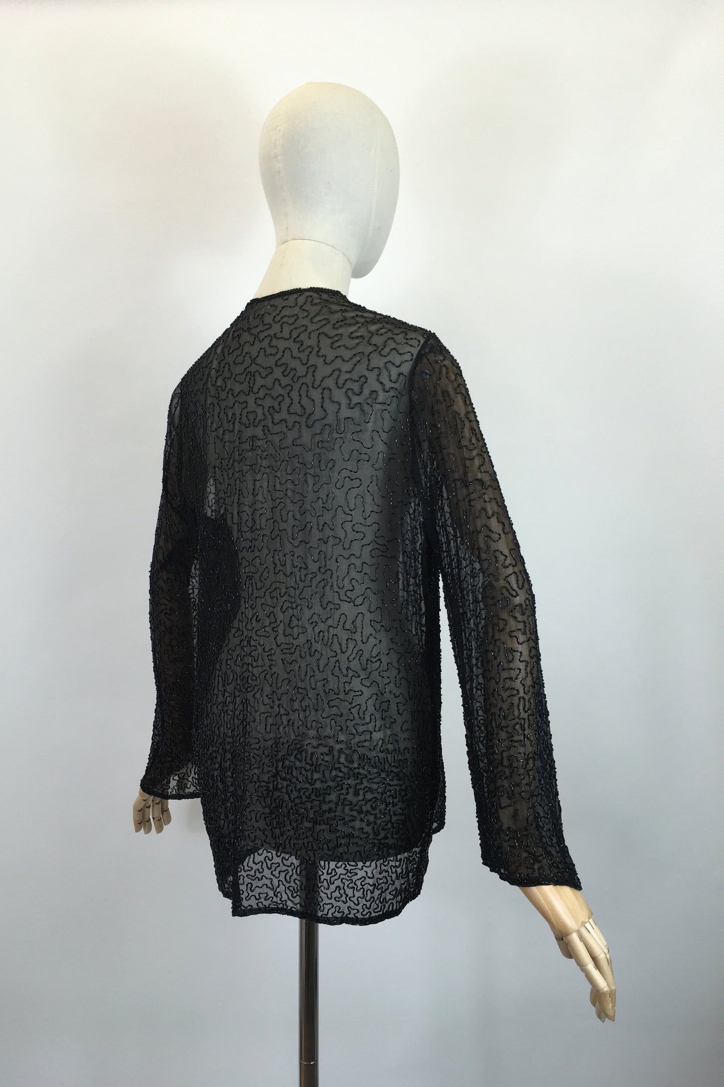 Original 1920's Sensational Evening Jacket - Embellished in Black Bugle Beadwork