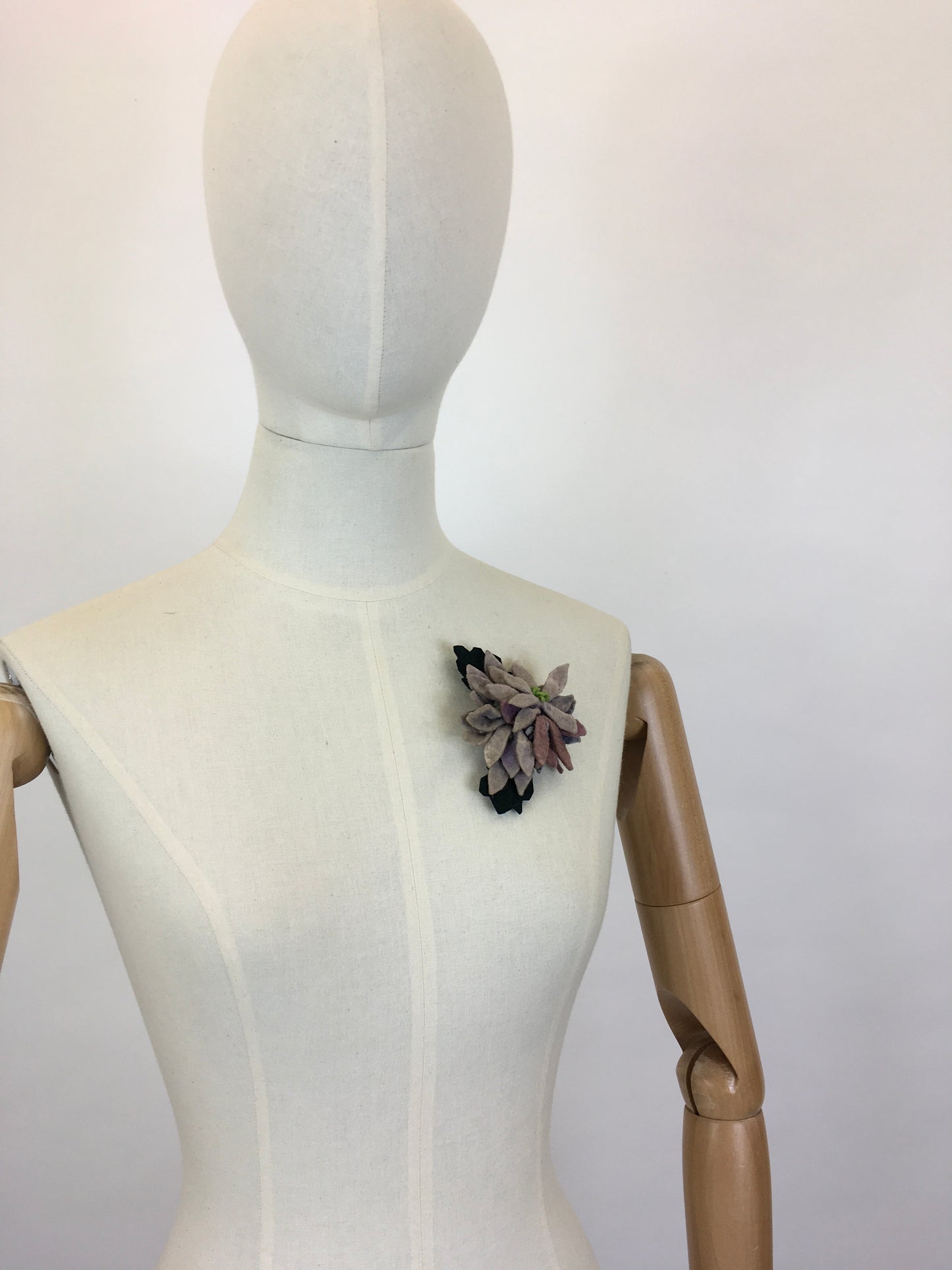 Original 1940’s ‘ Make Do And Mend ‘ Felt Floral Posy Corsage - In Muted Purple, Violets and Greenery