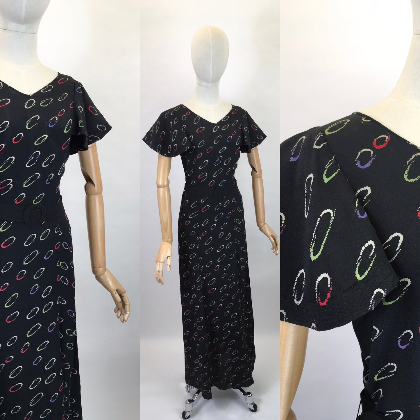 Original 1930’s Exquisite Full Length Gown in A Fine Crepe - Made By ‘ Cavendish House, Cheltenham ‘